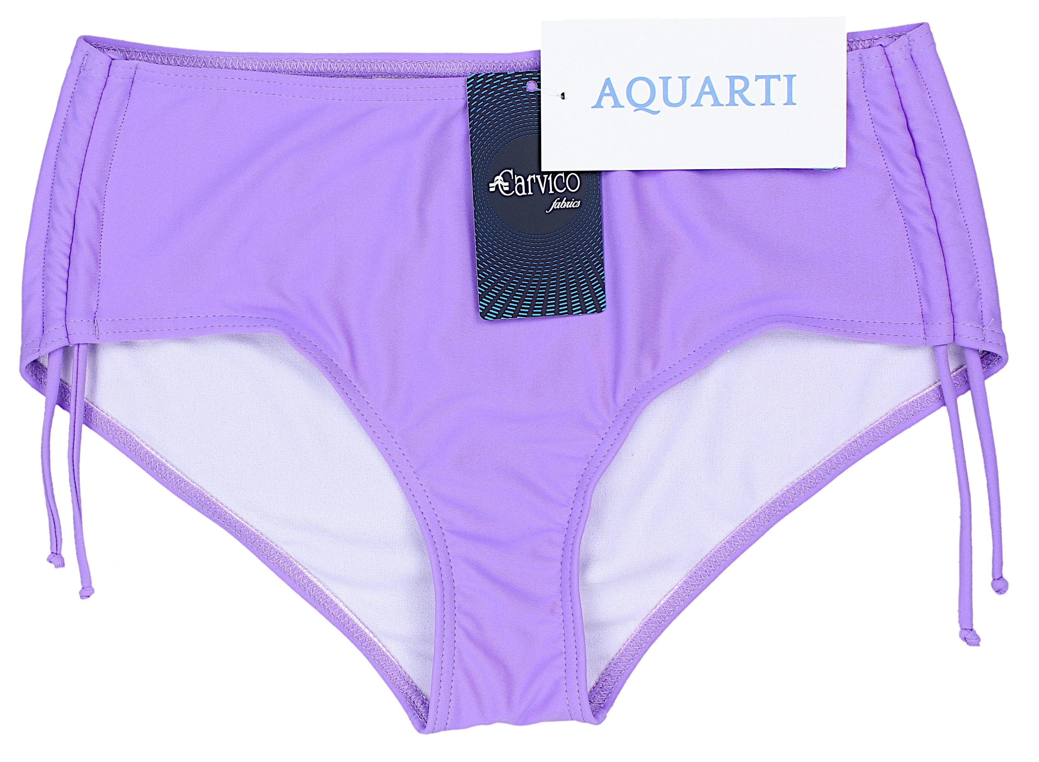 Schnüren Bikini-Hose Aquarti Aquarti mit Bikinihose und Damen Lila Raffung