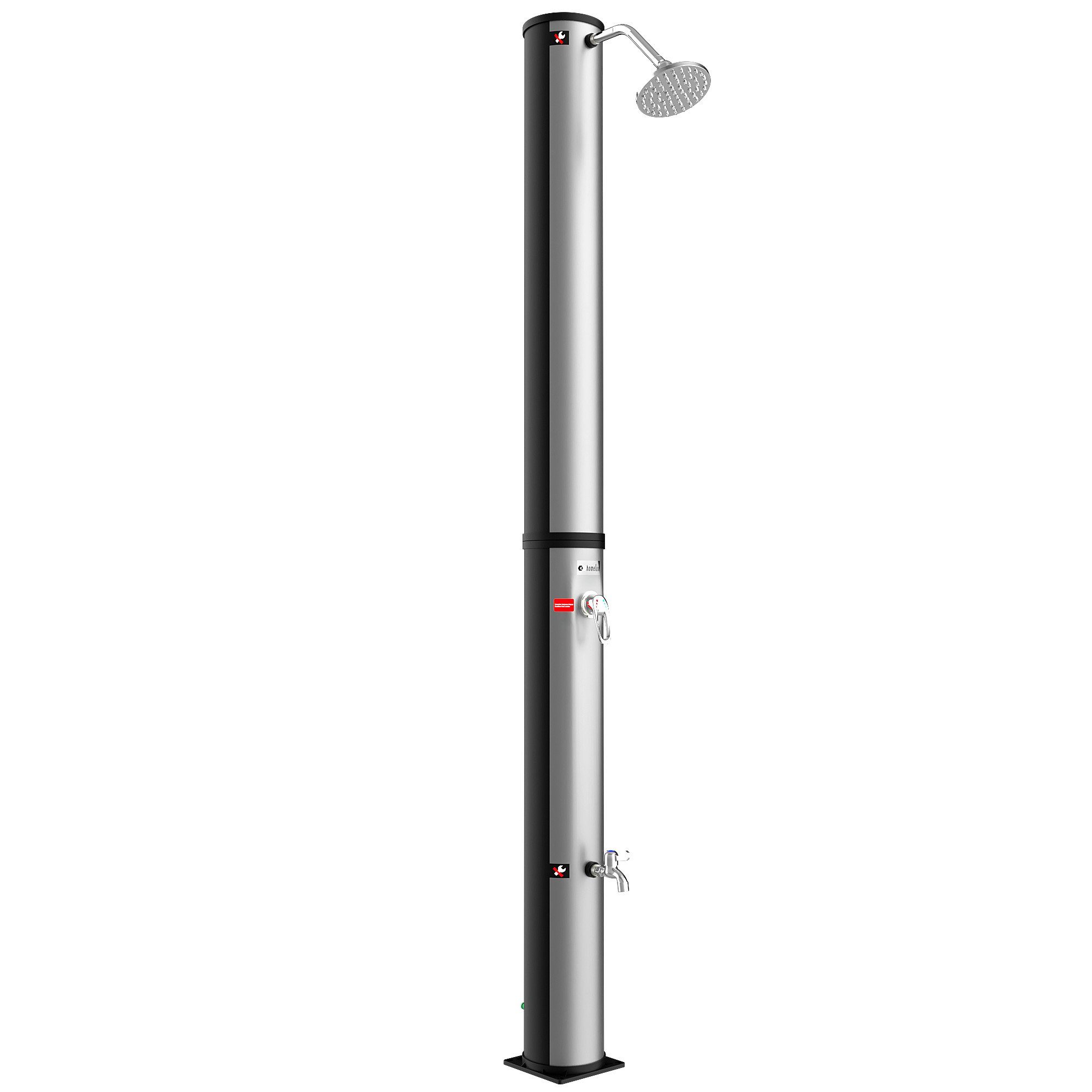 Homelux Solardusche SGS40 (SGS), Gesamthöhe: ca. 216 cm, Wassertank: 40  Liter, Einhebelmischbatterie, UV-beständiges Kunststoff, Bodenplatte.