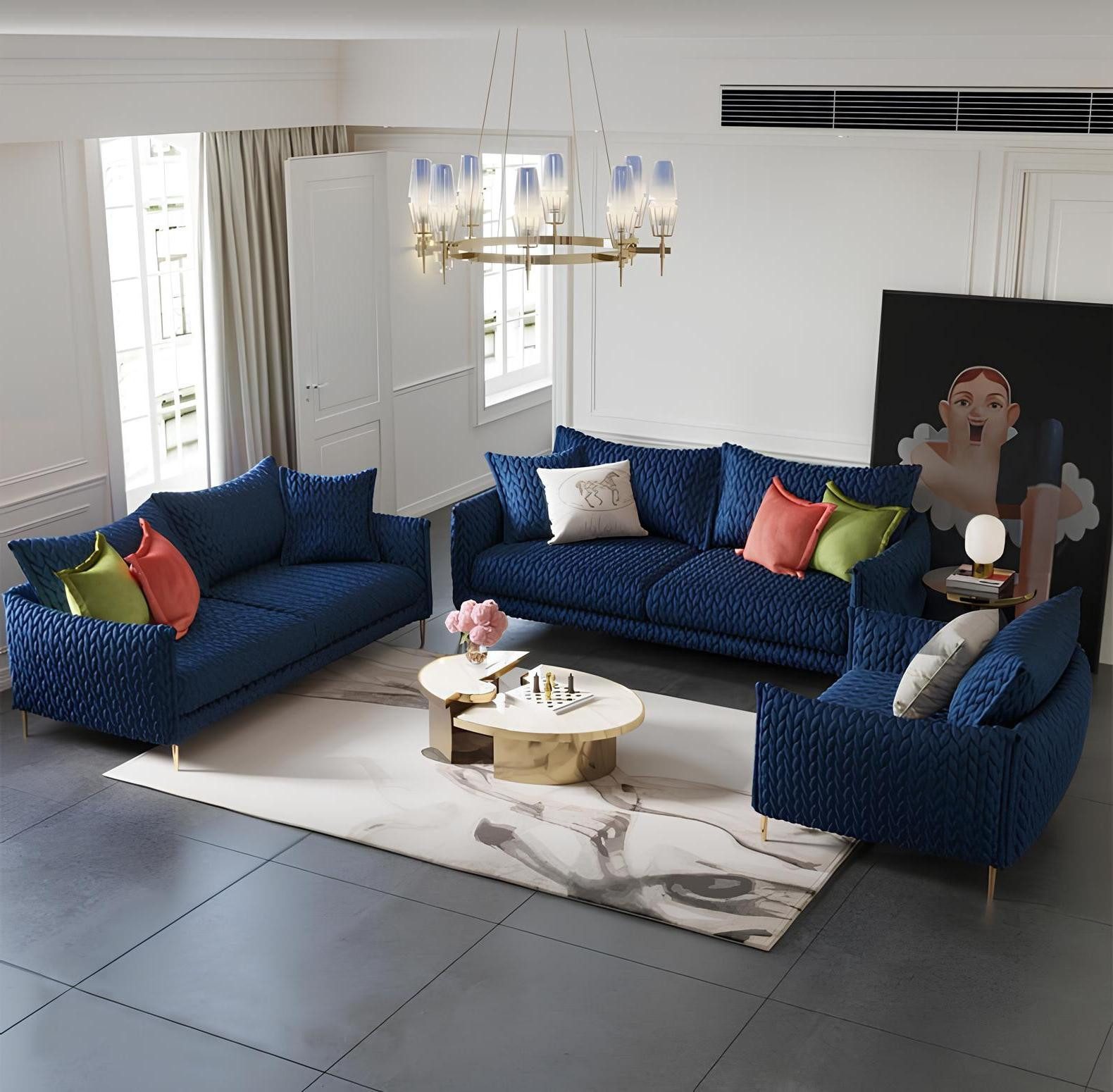 Xlmoebel Polstergarnitur Ledersofa Garnitur mit stilvollem Design und bequemen Sitzpolstern, (Sofagarnitur 3+2+1 Sitzer), Hergestellt in Europa