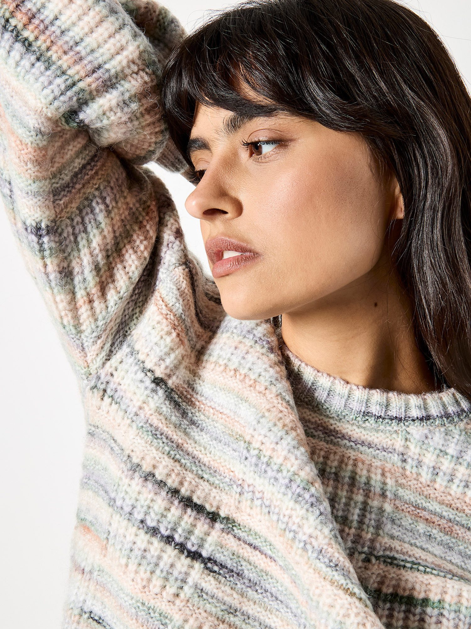 Apricot Strickpullover Rundhalspullover mit gewelltem Saum