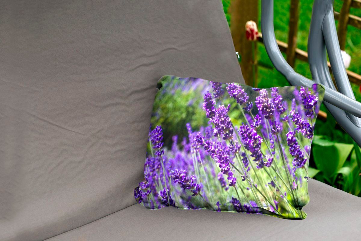 in Dekokissen Polyester, Leuchtend Natur, lila Kissenhülle Lavendel Outdoor-Dekorationskissen, MuchoWow Dekokissenbezug, der