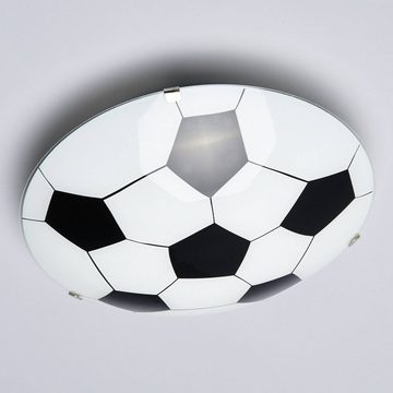 Lindby Deckenleuchten FUßBALL, dimmbar, Leuchtmittel nicht inklusive, Modern, Glas, Metall, Schwarz, weiß, 1 flammig, E27, Kinder