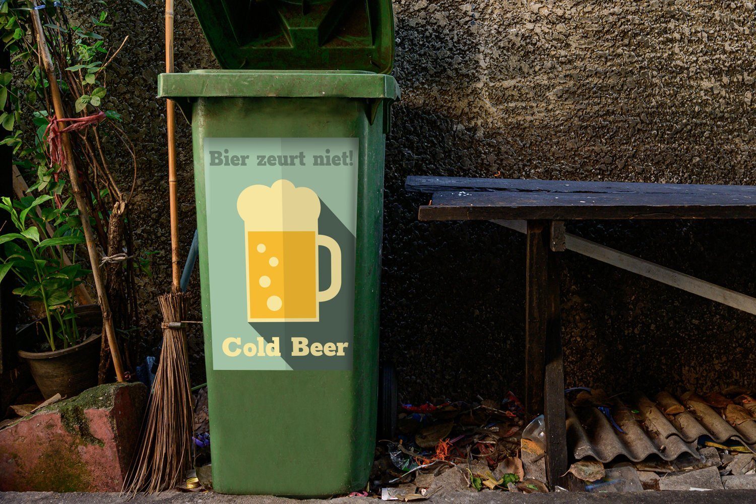 Wandsticker (1 Mülleimer-aufkleber, - - - Mülltonne, Bier Mancave Container, Kneipe nörgelt Abfalbehälter Sticker, St), - Cafe MuchoWow nicht Bier