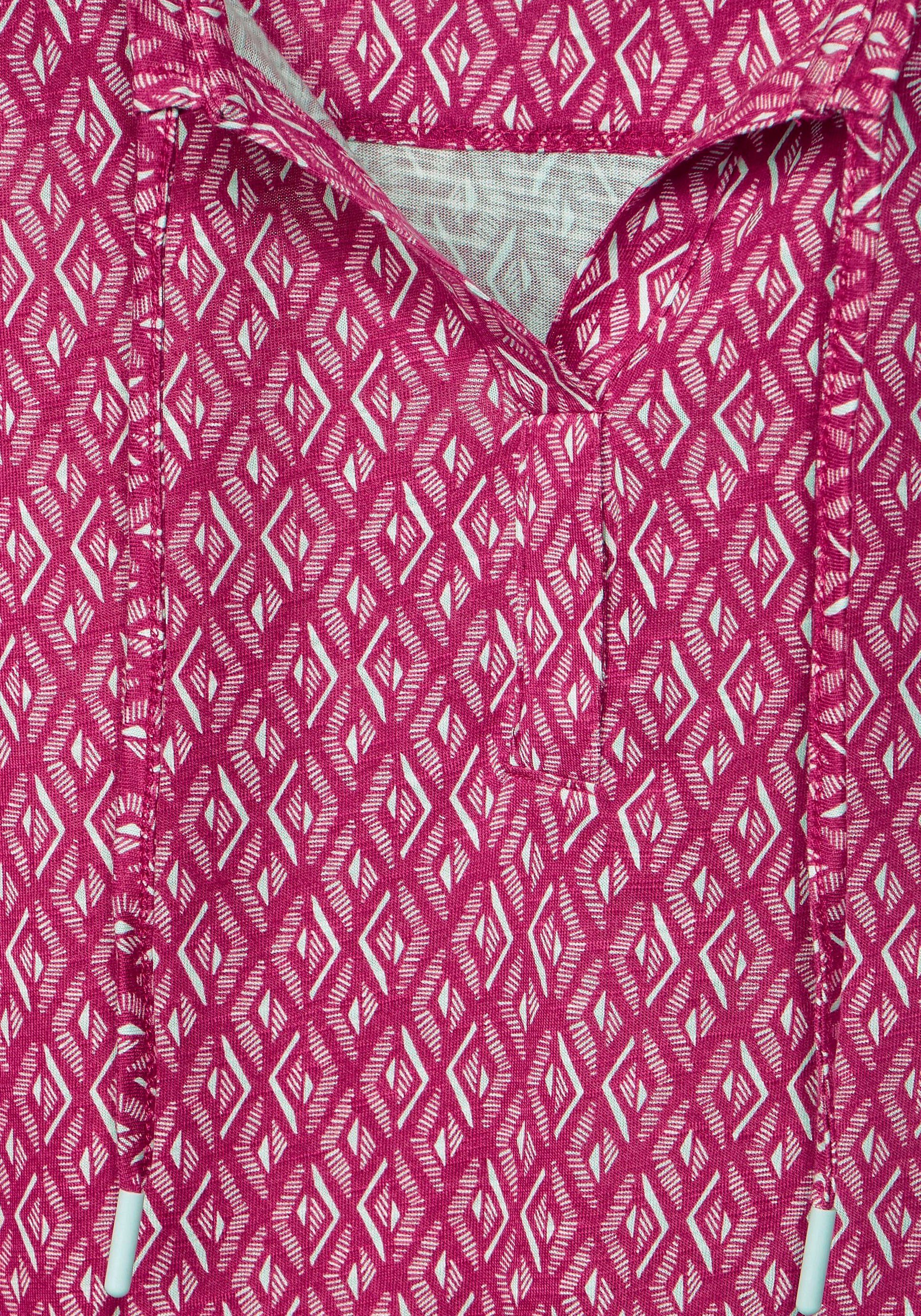 Cecil Kurzarmshirt mit Minimalmuster pink