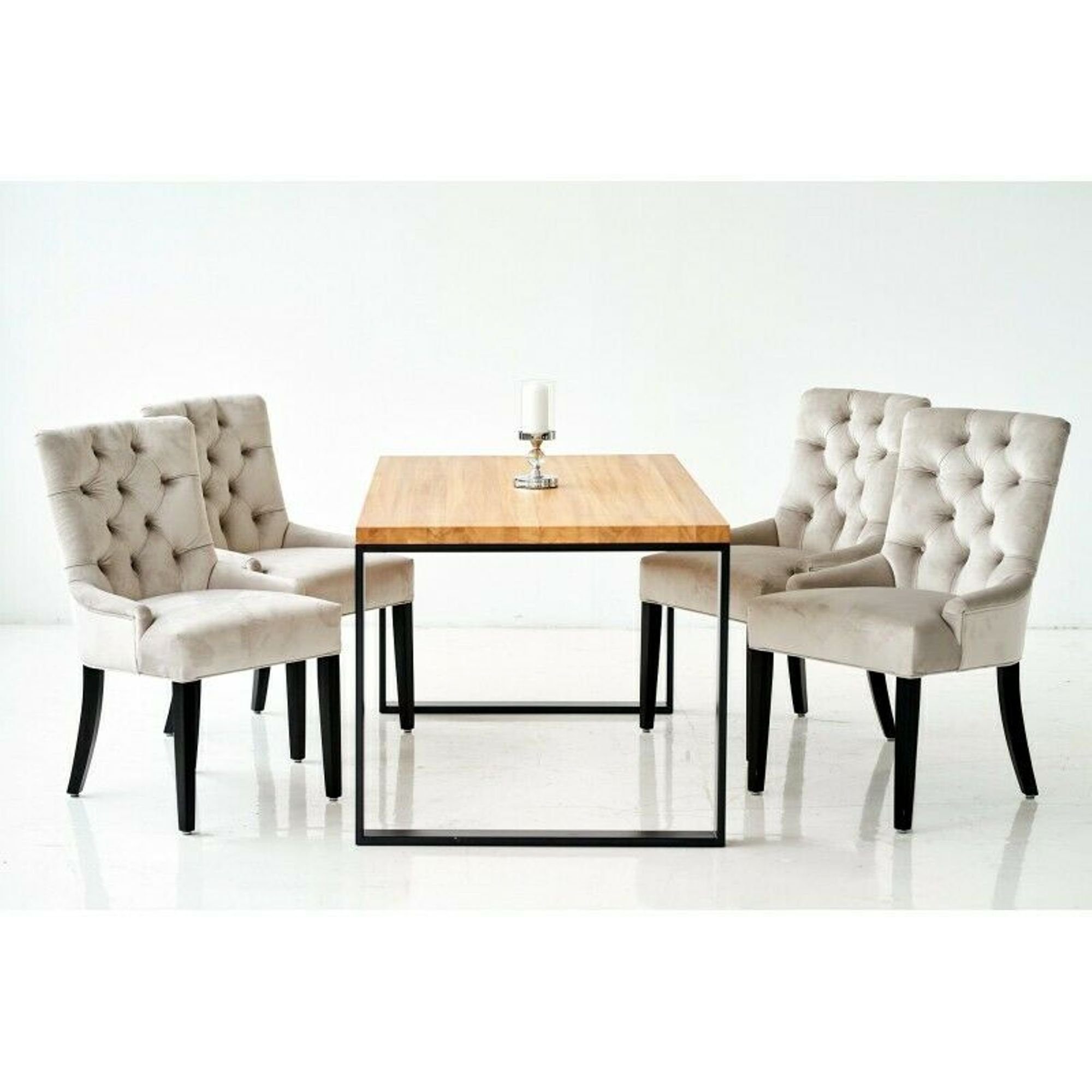JVmoebel Essgruppe, Tisch + 6x Chesterfield Stühle Gruppe Stuhl Garnitur Polster Lehn Holz Esszimmer