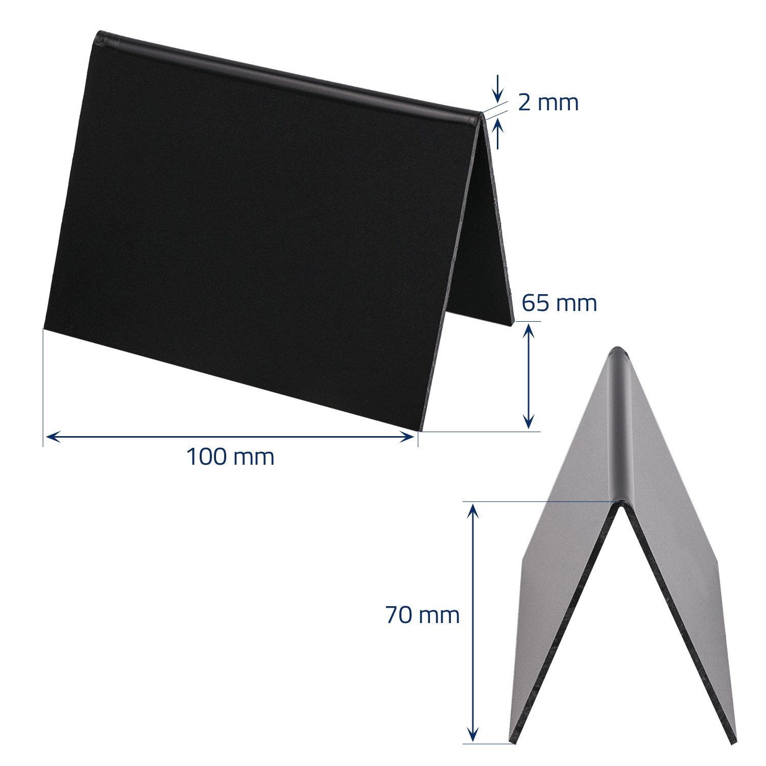 HMF Standtafel Tischaufsteller Kreidetafel, A-Aufsteller, 10 x 7 cm, (10-tlg), DIY Deko Kreidetafeln für den Tisch, Schwarz