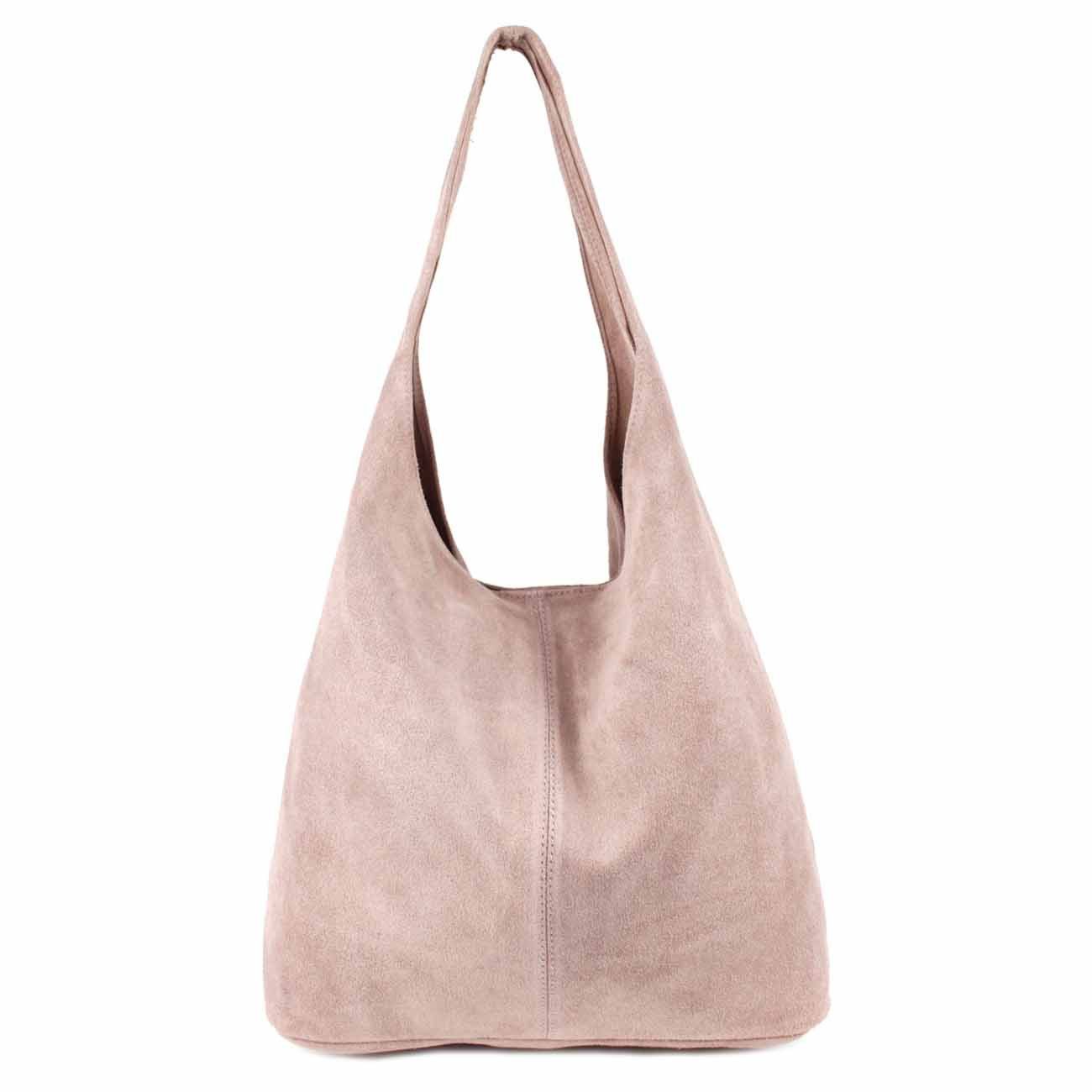 ITALYSHOP24 Schultertasche Made in Italy Damen Leder Wildleder Tasche Umhängetasche Beuteltasche, Premium Business Echtleder Shopper Bag leicht groß klassisch geräumig