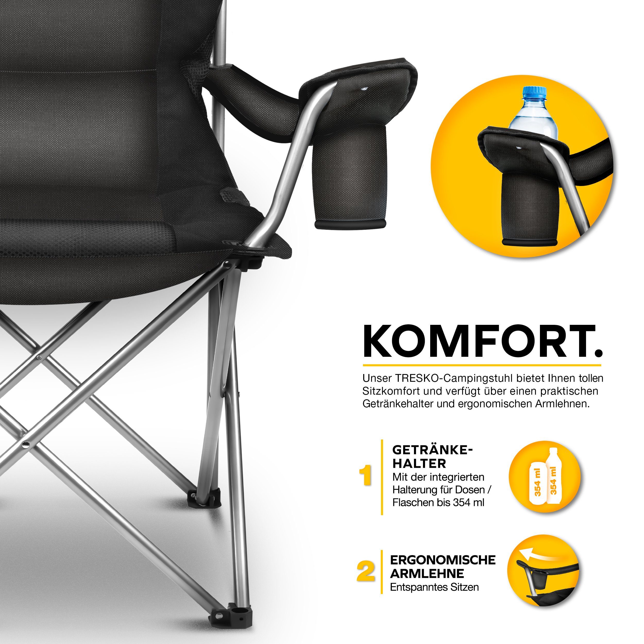 TRESKO Campingstuhl faltbar bis 150 kg Angelstuhl Faltstuhl, Klappstuhl mit günstig online kaufen