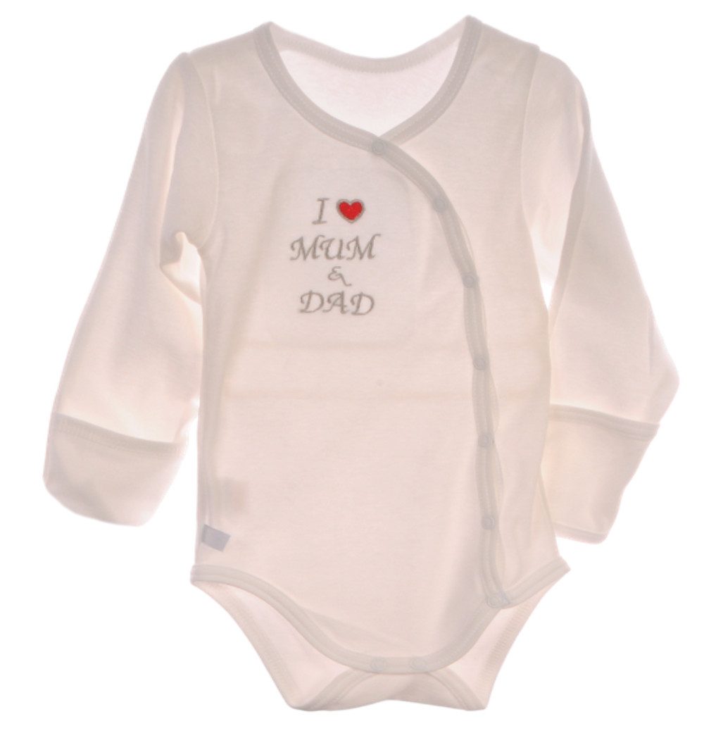 La Bortini Body Wickelbody mit Kratzschutz Baby Langarmbody in Creme ecry aus reiner Baumwolle, 44 50 56 62 68 74 80 86 92 98 104