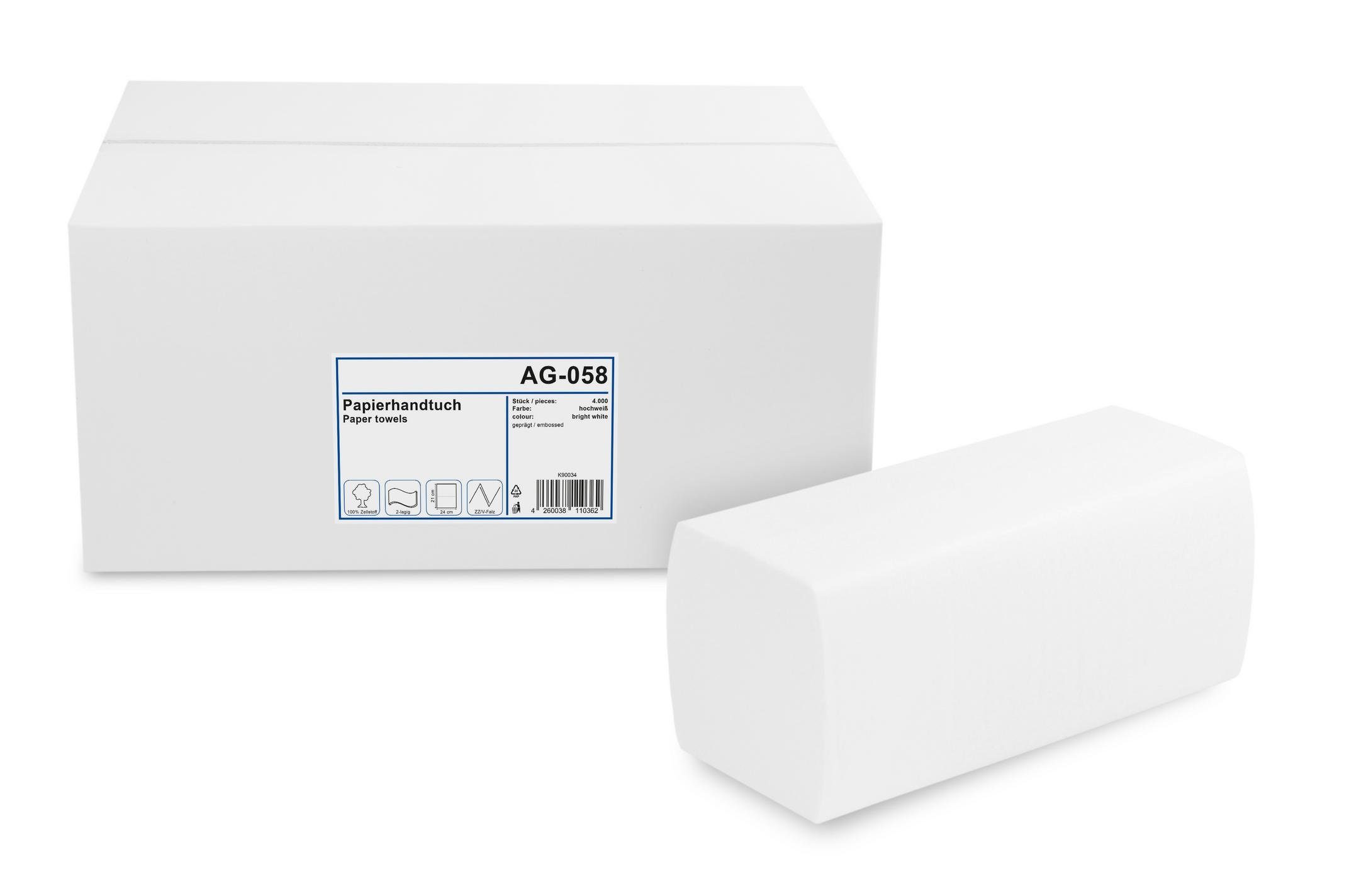 Funny Papierhandtuch Zellstoff, hochweiß, 2-lagig, 24x21 cm, 4000 Blatt, ZZ/V-Falz
