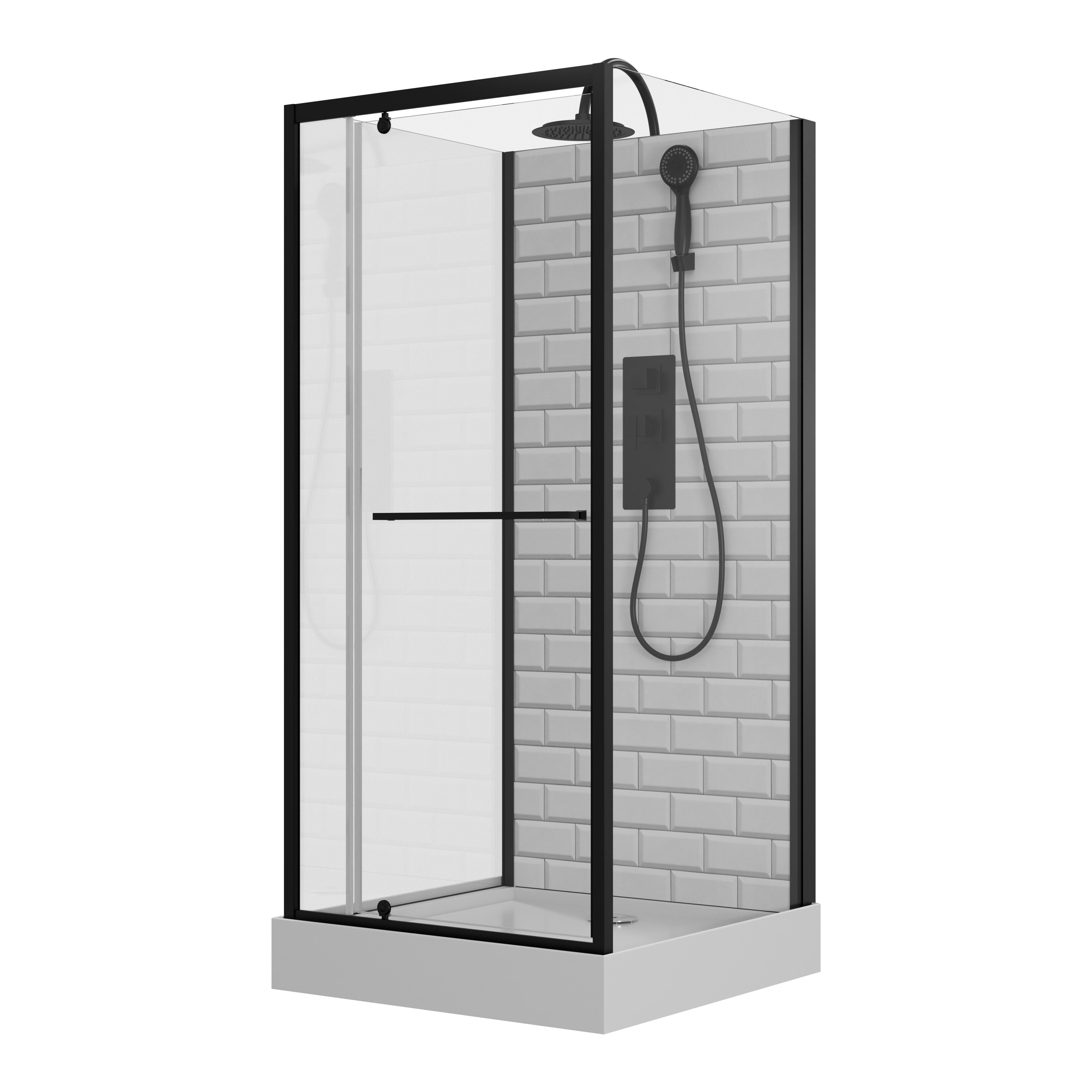 Schulte Komplettdusche Jersey, BxT: 90x90 cm, 5 mm Sicherheitsglas, Komplett-Set, inkl. Duschwanne, U-Form, Drehtür