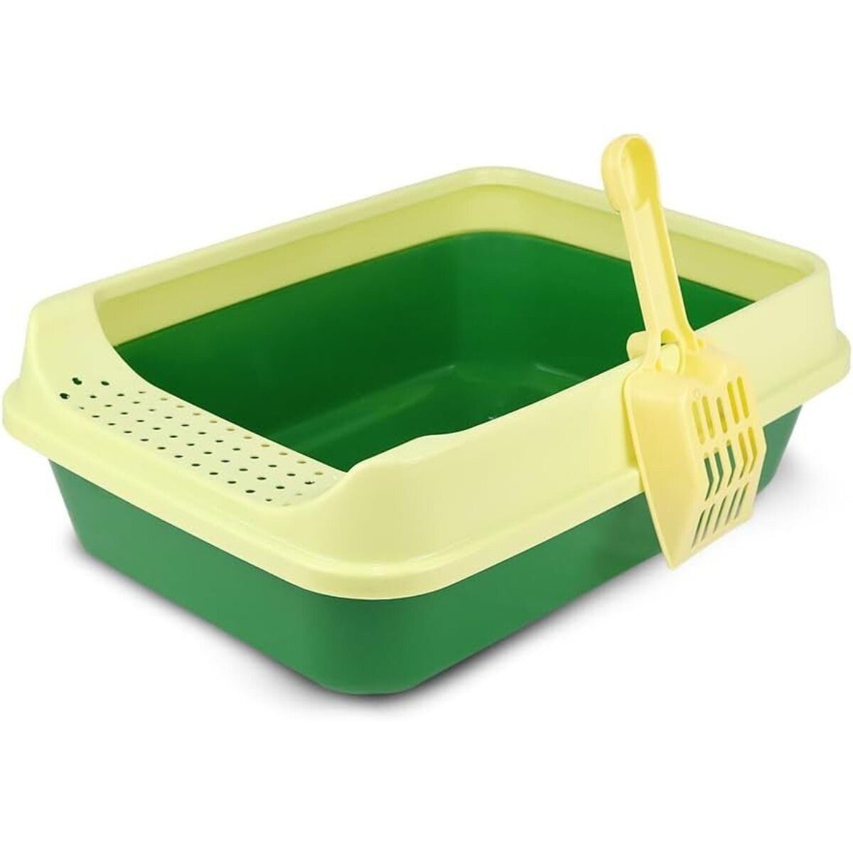 COFI 1453 Katzentoilette Schalentoilette mit Streuschaufel Gelb-Grün, abnehmbare Umrandung