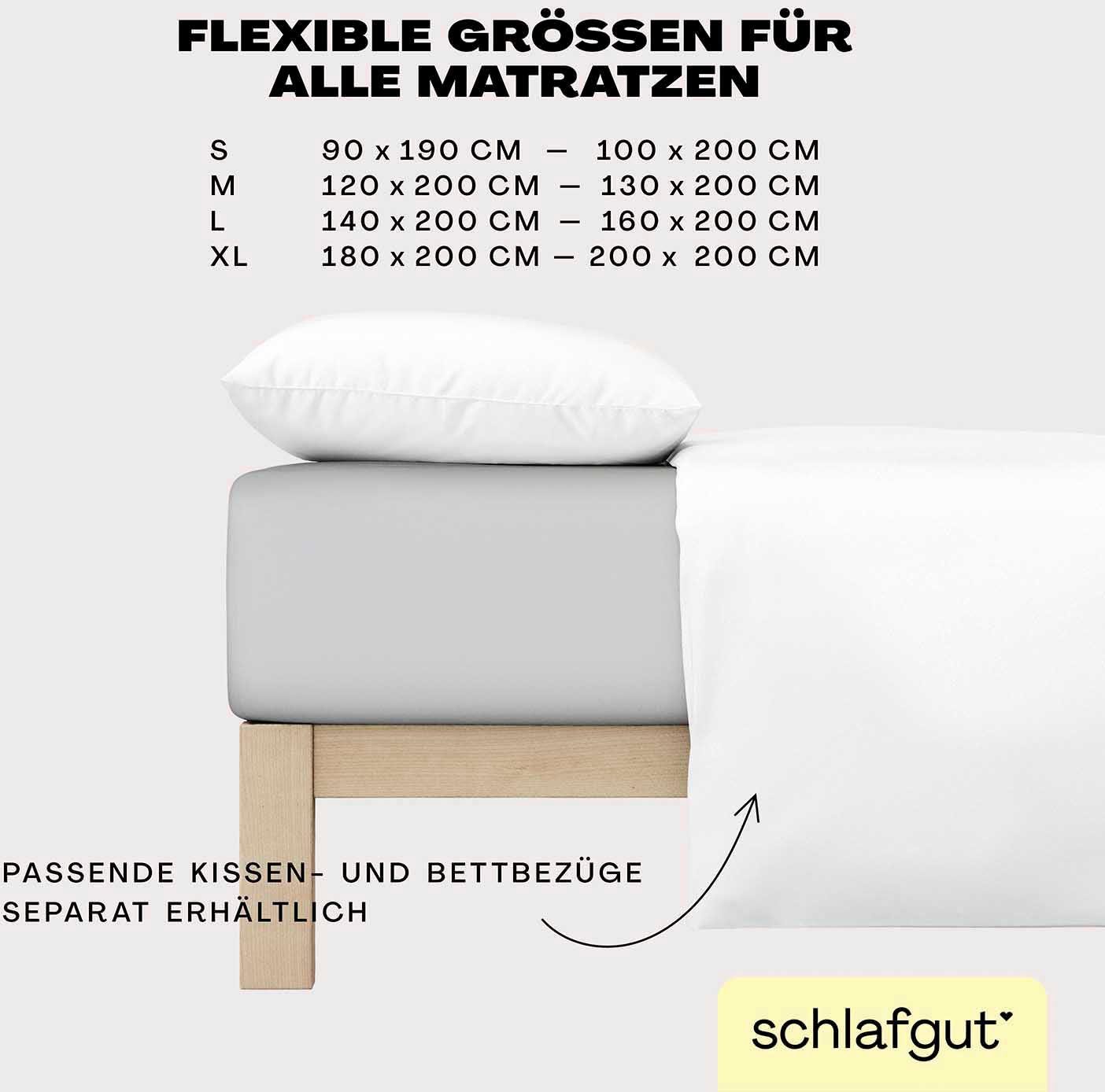 Schlafgut Spannbettlaken EASY JERSEY Bettlaken, 150 g/m², 100% Baumwolle, Spannbetttuch, Jersey, Gummizug: rundum, (1 Stück), Spannbettlaken bis 22 cm Höhe, büg – Bild 5 von 5