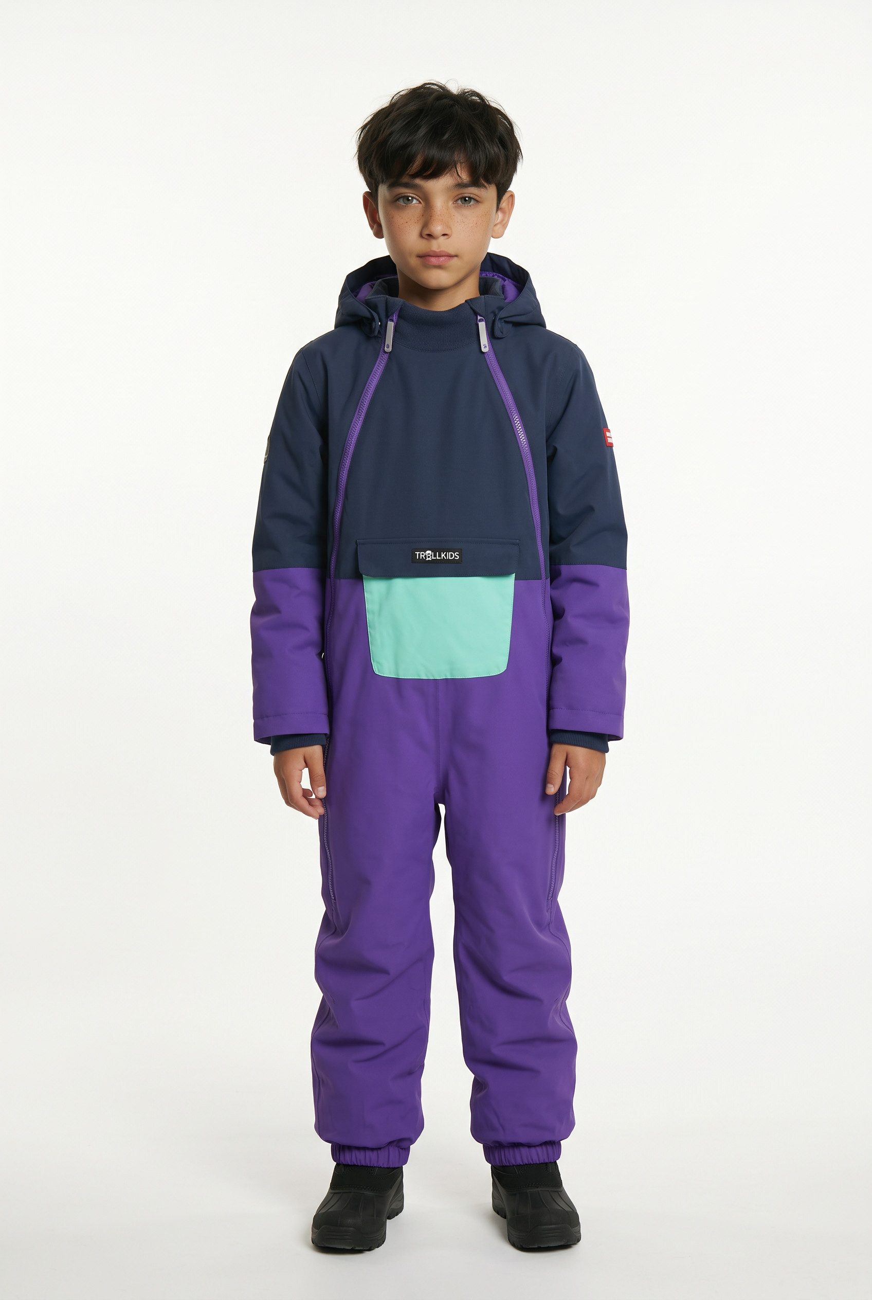 TROLLKIDS Schneeoverall KIDS NARVIK SNOWSUIT sportlicher Look, Schneeoverall für Kinder, aus Polyester