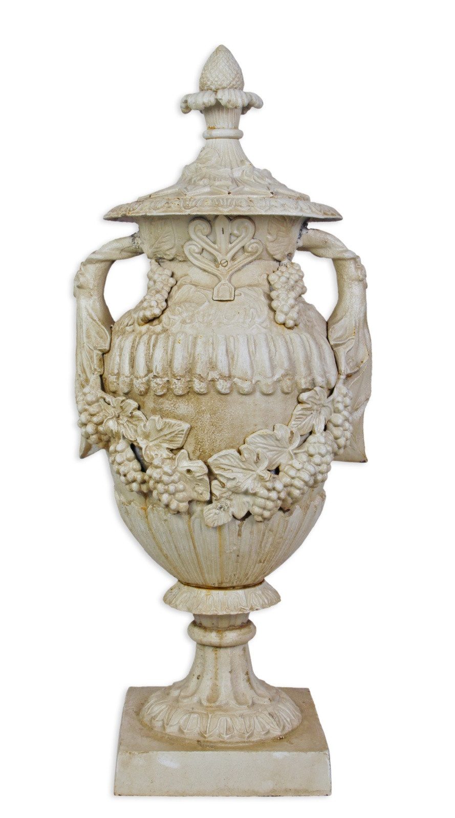 Aubaho Dekoobjekt Amphore Zierurne Gusseisen altweiß Replikat Retro Design Dekoration