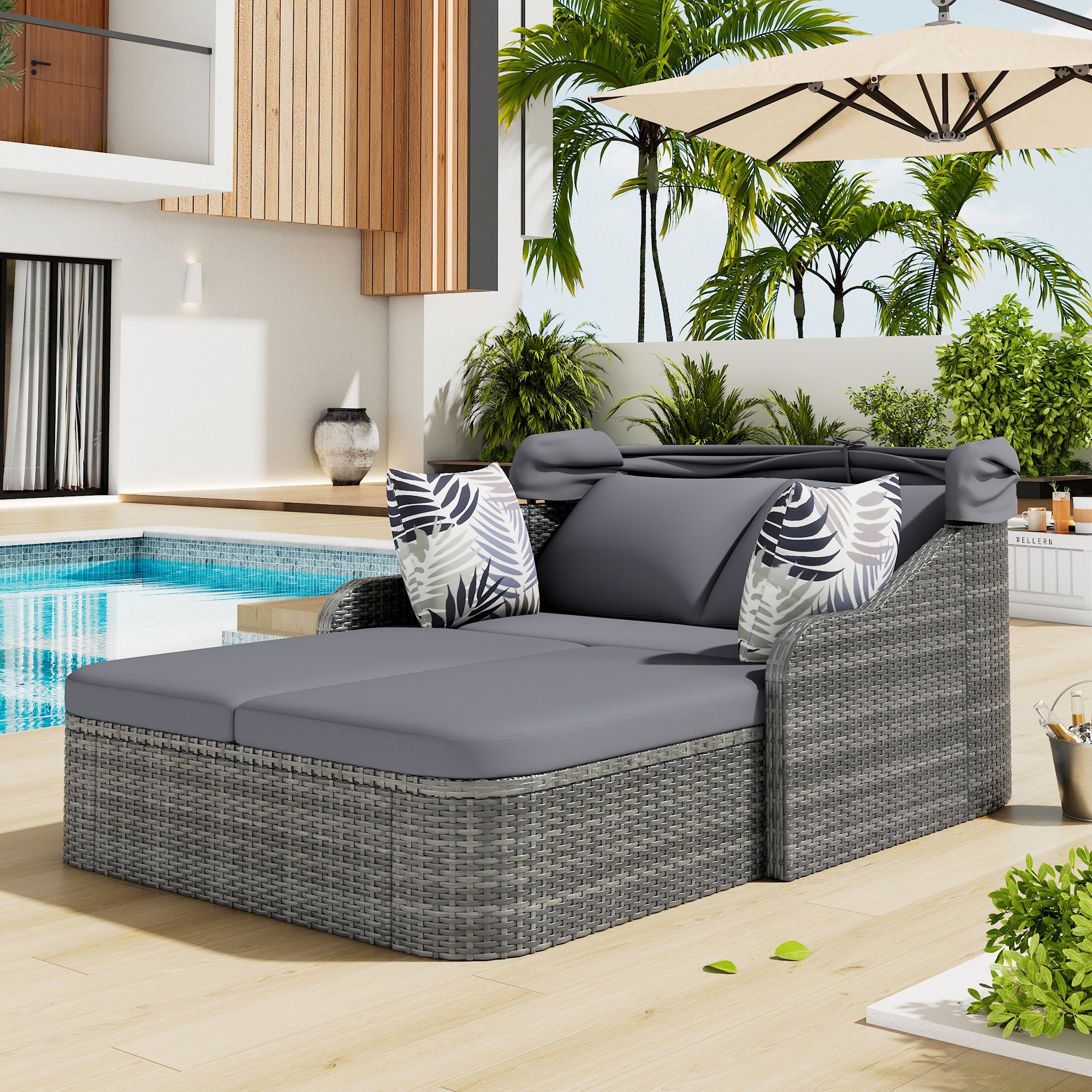 Flieks Gartenlounge-Set, Balkonset Polyrattan 2-Sitzer Gartenmöbel günstig online kaufen