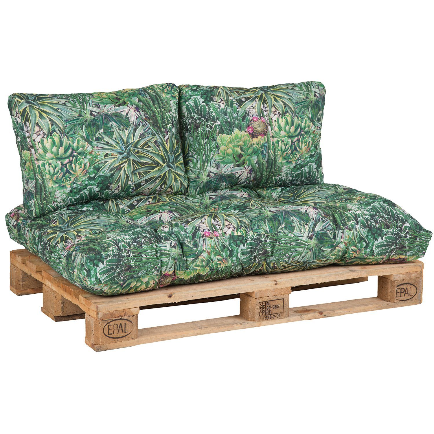 NYVI Palettenkissen Paletten Rückenlehne 60x40 SummerVibes Loungekissen Kaktus Rückenkissen cm, Farbenfrohe