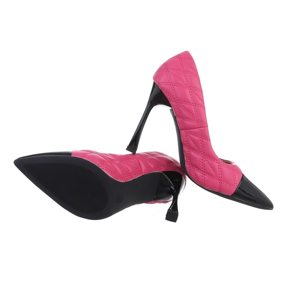 Schwarz Pink, in Pfennig-/Stilettoabsatz Abendschuhe Damen Elegant Pumps High Heel Ital-Design Pink High-Heel-Pumps