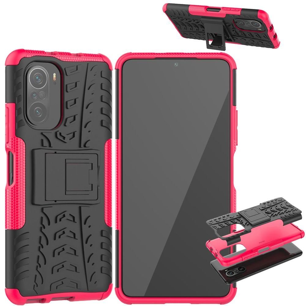 Wigento Handyhülle Für Xiaomi Poco F3 / Poco F3 Pro Hybrid Handy Schutz Tasche Outdoor Etuis Hülle Cover Case