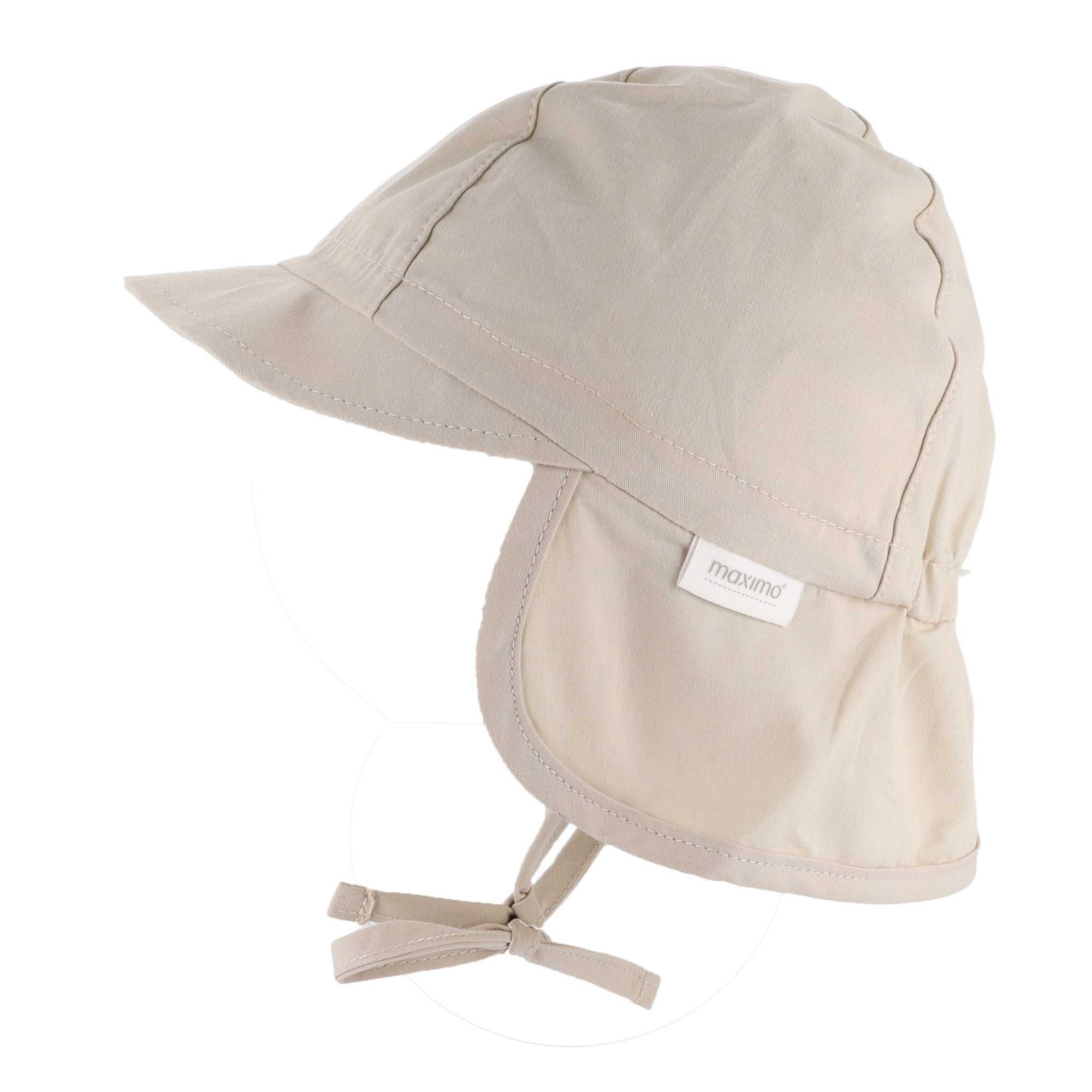 MAXIMO Schirmmütze (1-St) Beige, Popeline, Nackenschutz, Bindeband, Unisex