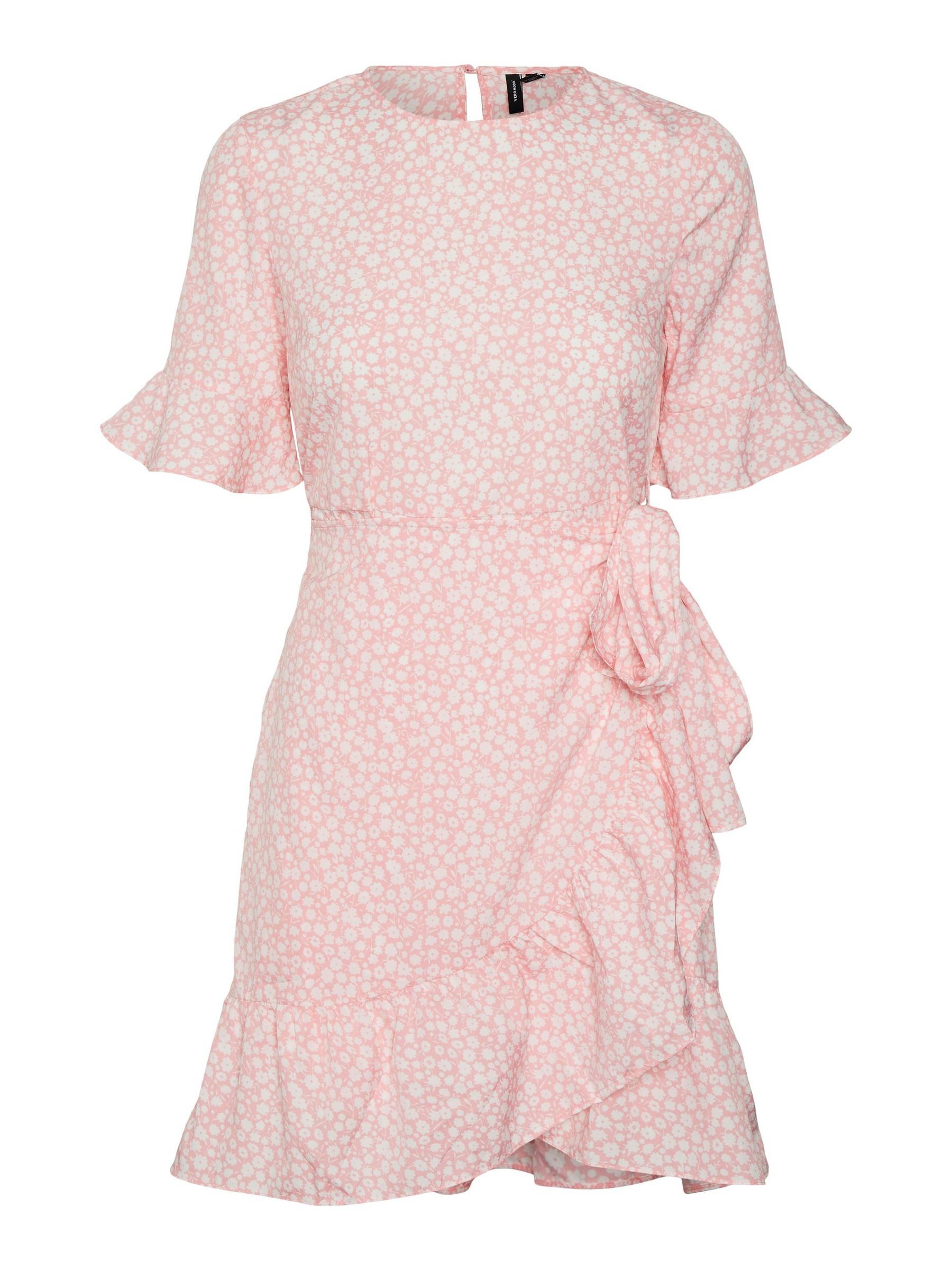 Vero Moda Shirtkleid Kurzes Mini Wickel VMHENNA für Damen (kurz) VMHENNA 2/4 O-NECK SHORT DRESS NOOS
