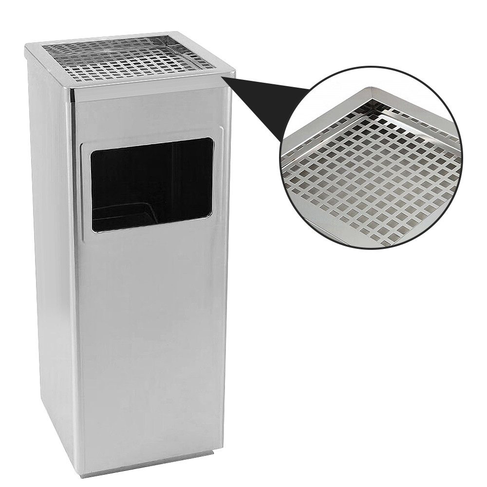 JEOBEST Mülleimer 35L Standaschenbecher Aschenbecher mit Mülleimer, (2-St, Eckig) Edelstahl, Abfalleimer mit Inneneimer
