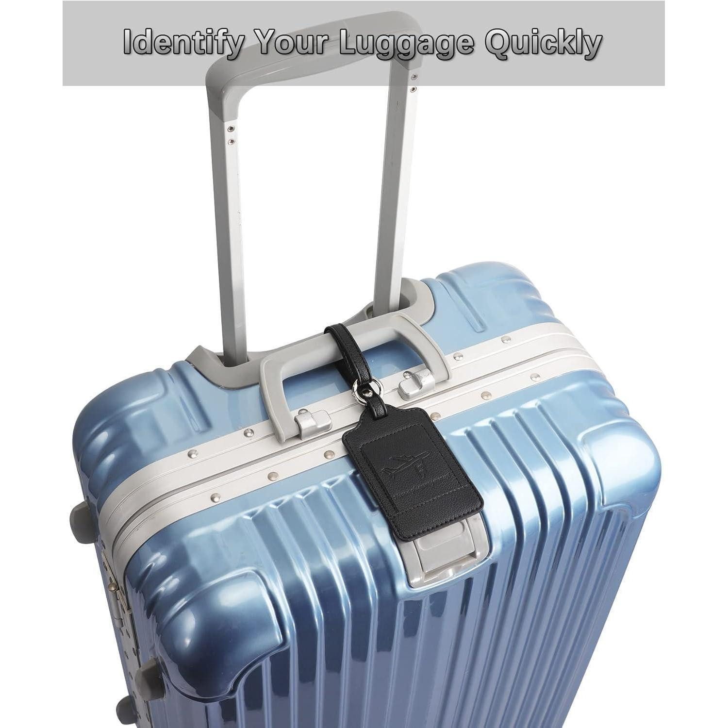 LuxusKollektion Gepäckanhänger 3er Set Kofferanhänger Schwarz PU Leder Adressschild Flugreise