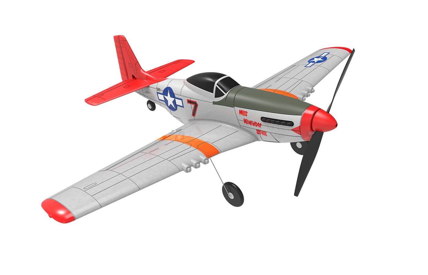 Robitronic RC-Helikopter Modster MDX Mustang P-51D RC Flugzeug RTF inkl. 6-Achs-Fluglagenstabi