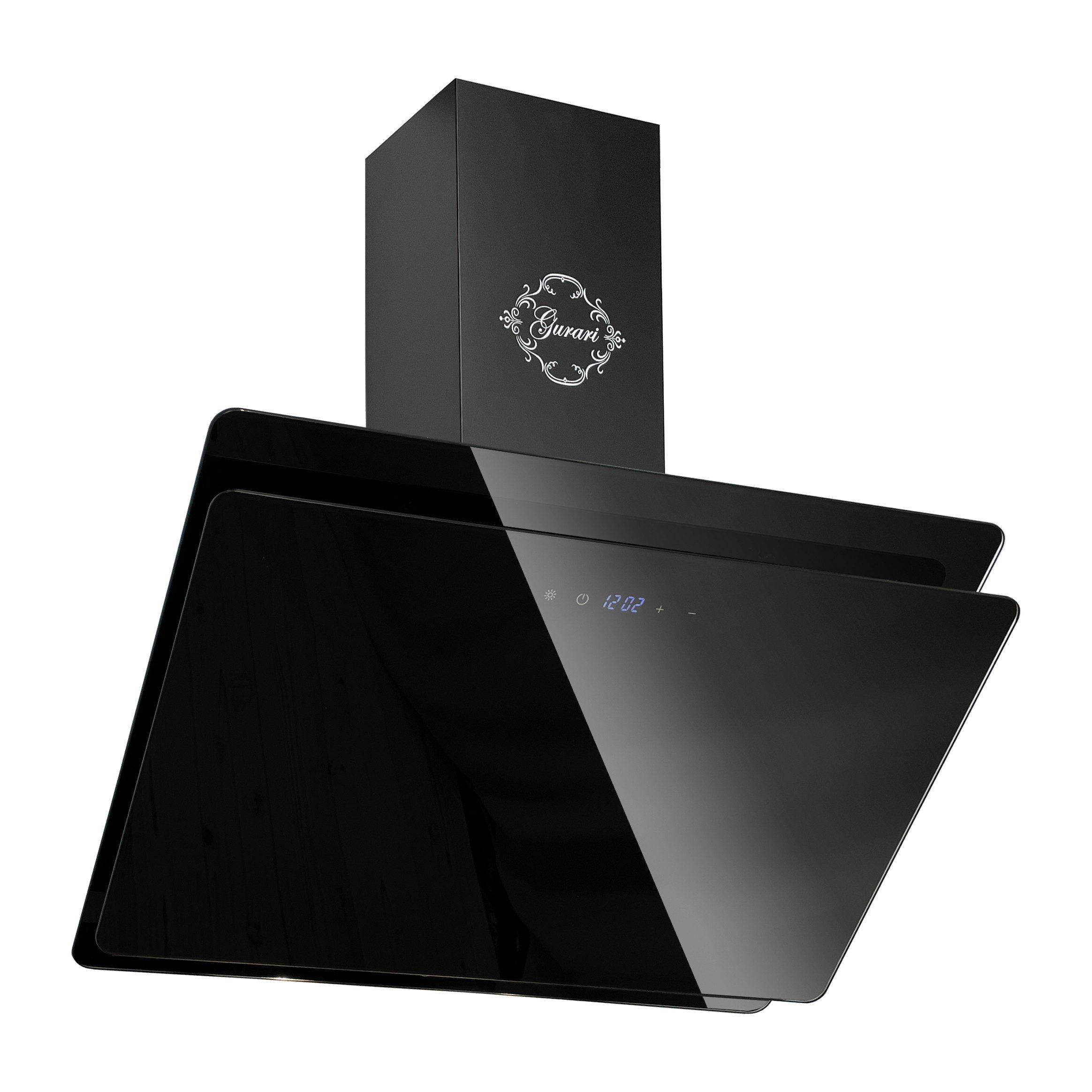 GURARI Wandhaube GCH S 411 60 BL PRIME N/ GCH S 411 60 BL PRIME N, Dunstabzugshaube 60 cm, Kopffreihaube, Schwarz Glas,1000m³/h