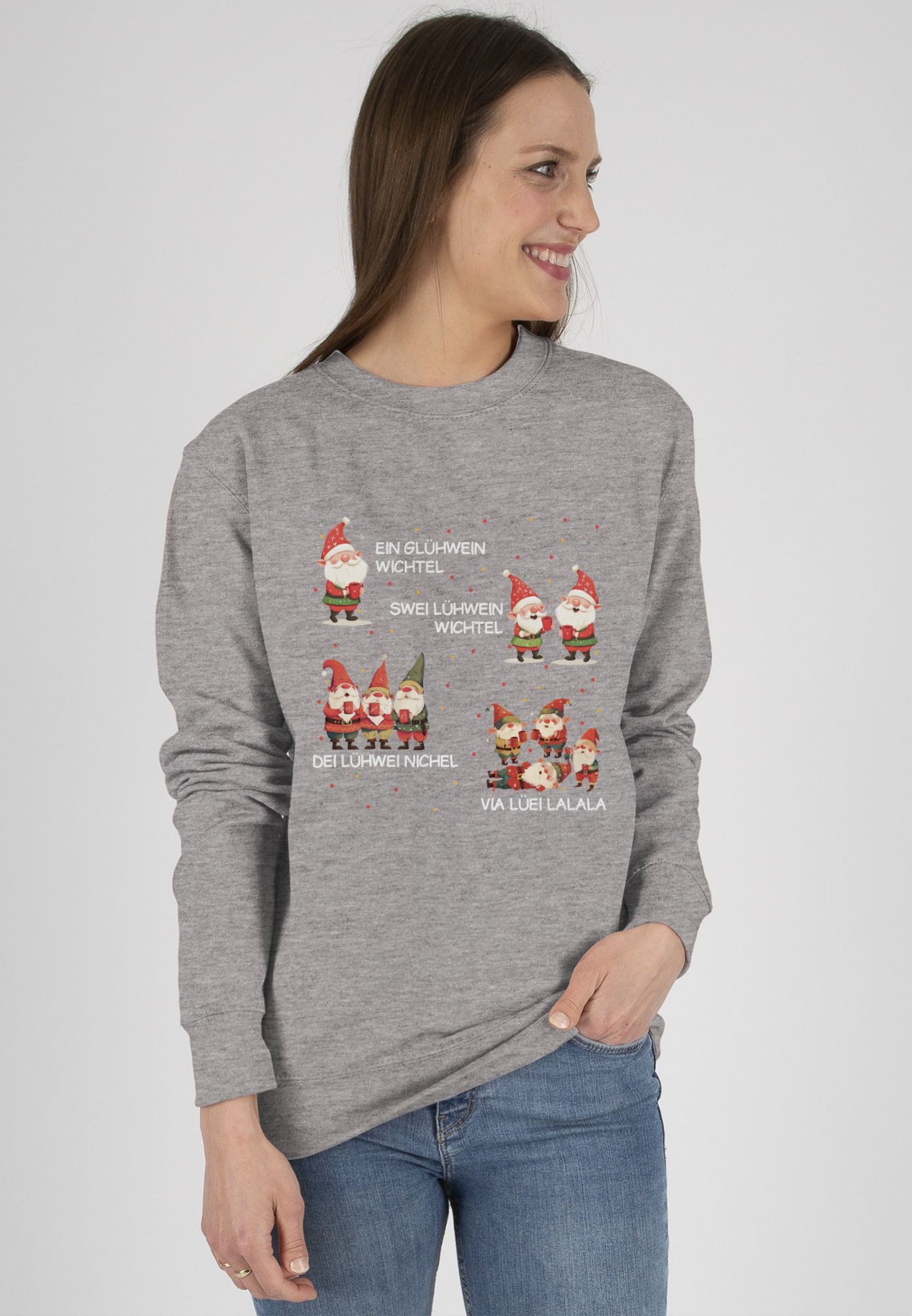 Shirtracer Sweatshirt Ein Glühwein Swei Glühwein, Wichtel, Ein Glühwein Zwei Glühwein, We (1-tlg) Weihnachten