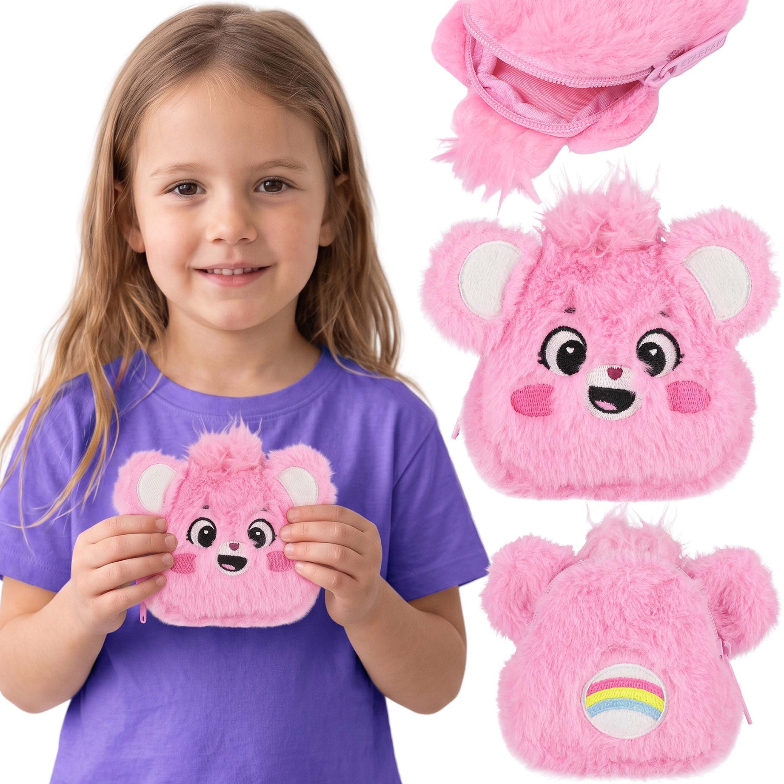 Sarcia.eu Geldbörse Care Bears Rosa Plüsch Geldbörse, Geldbeutel, Reißverschluss 10x10x3cm
