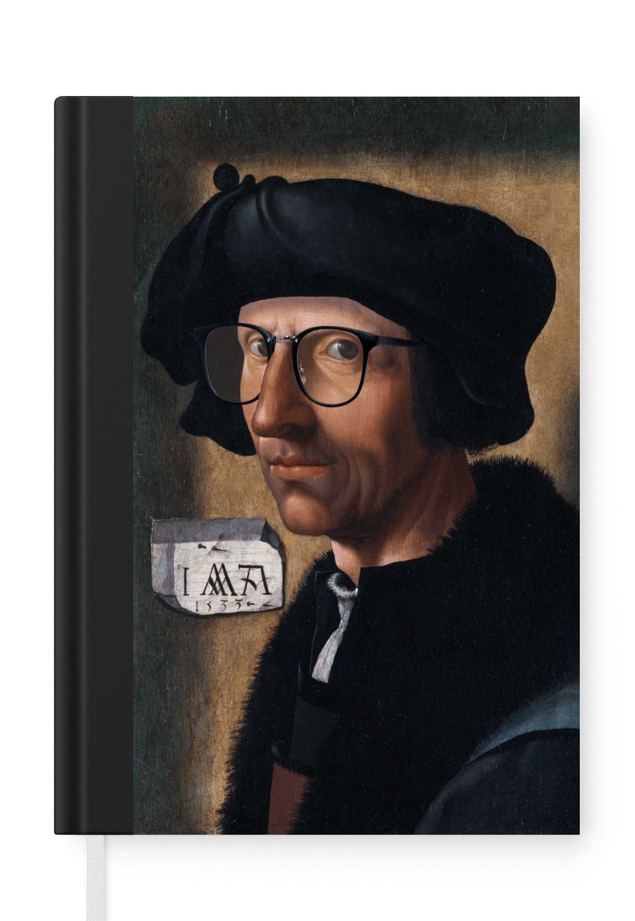 MuchoWow Notizbuch Selbstporträt - Jacob Cornelisz van Oostsanen - Brille, Journal, Merkzettel, Tagebuch, Notizheft, A5, 98 Seiten, Haushaltsbuch