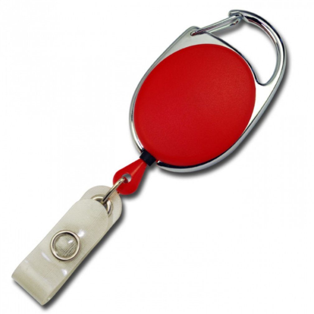 Kranholdt Schlüsselanhänger Jojo / Ausweishalter / Ausweisclip ovale Form (10-tlg), Metallumrandung, Druckknopfschlaufe Rot