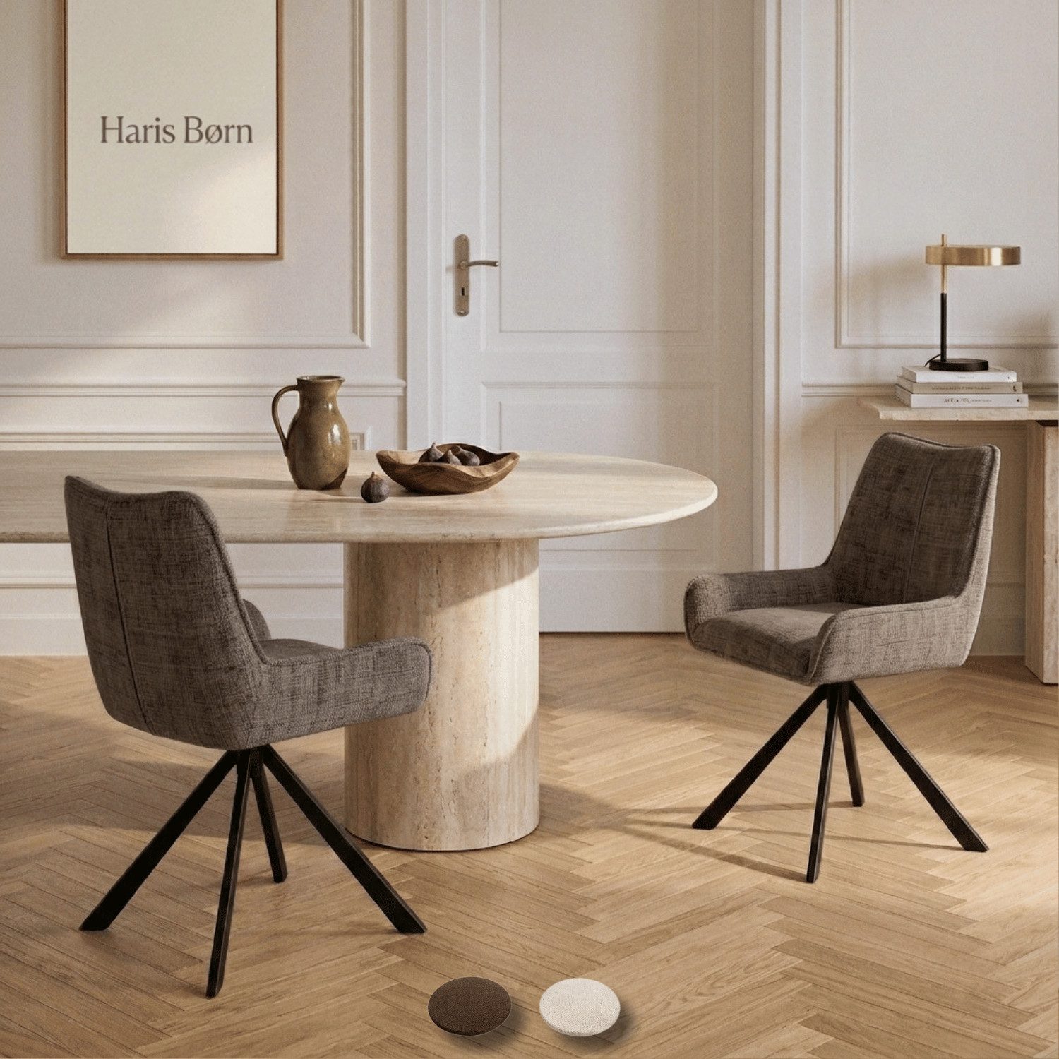Haris Børn Esszimmerstuhl Polsterstuhl drehbar - Moderne Esszimmer Stühle (Set, 2 St), Premium Esszimmerstühle drehbar & Esstisch Stühle - Drehstuhl