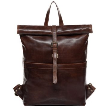 SID & VAIN Rucksack Leder Backpack Herren CLAY, Cityrucksack 15,4 Zoll Echtleder, Rucksack Damen Herren Braun-cognac