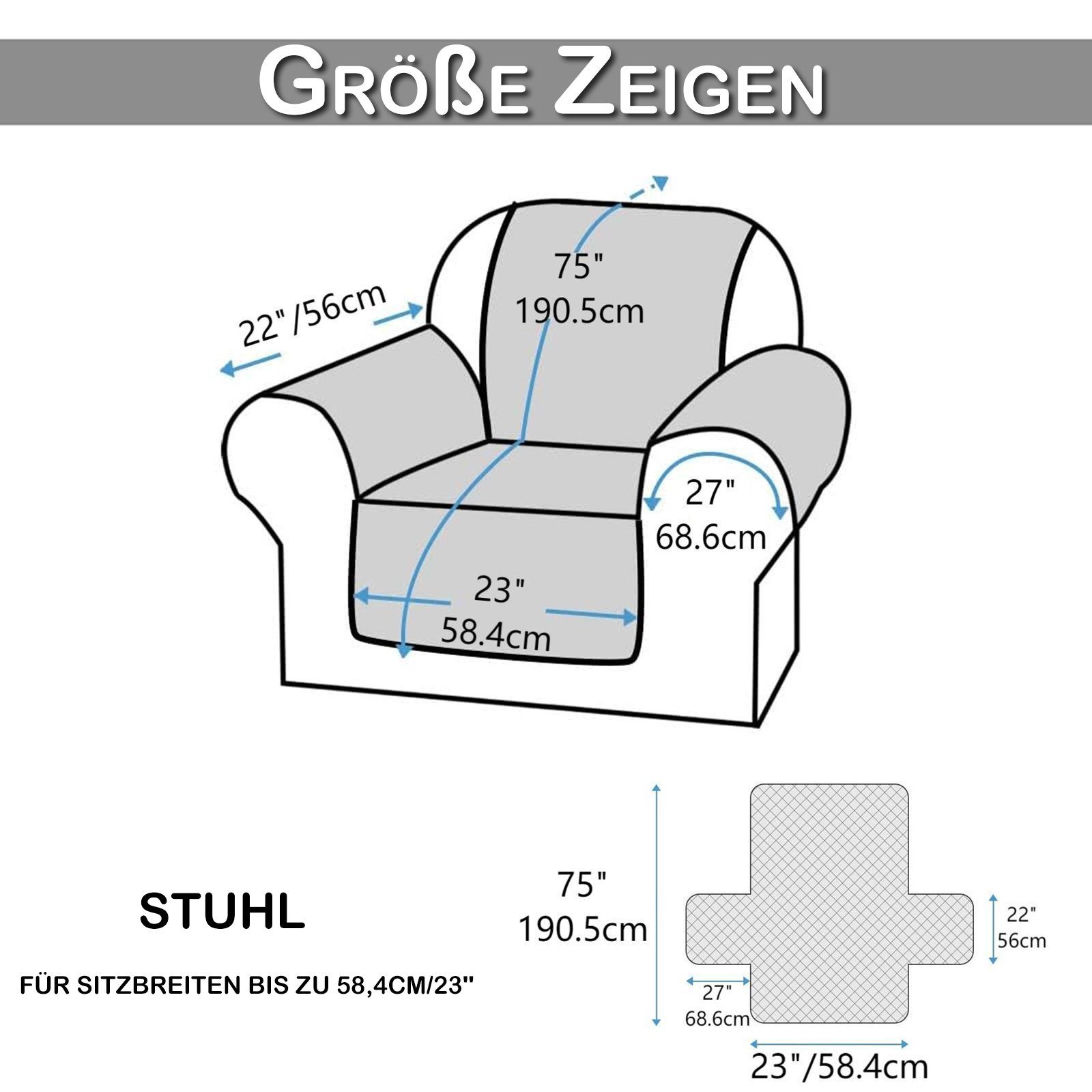 BTTO Sofabezug Sofahusse 1/2/3 Sitzer,Sofaüberzug mit Seitentasche,Couch Überzug, Gesteppt,Anti-Rutsch,Haustiermatte