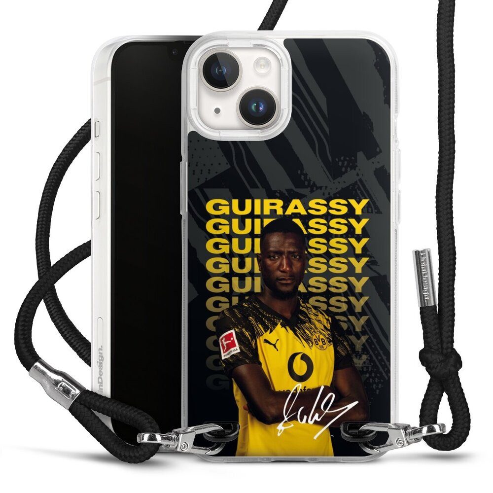 DeinDesign Handyhülle Borussia Dortmund Serhou Guirassy BVB Serhou Guirassy 25/26, Apple iPhone 14 Handykette Hülle mit Band Case zum Umhängen
