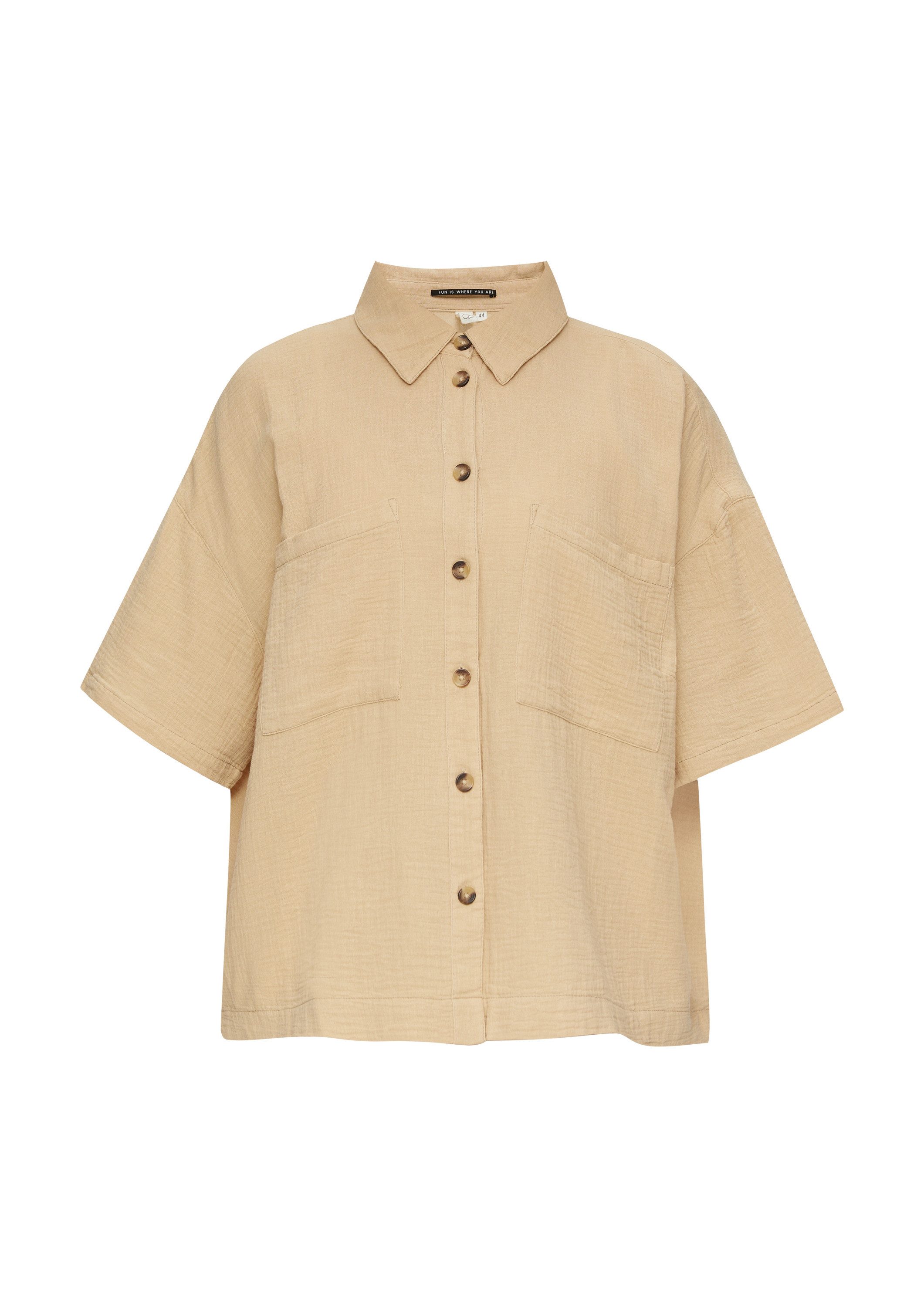 QS Kurzarmbluse Bluse Hemdbluse aus Baumwolle günstig online kaufen