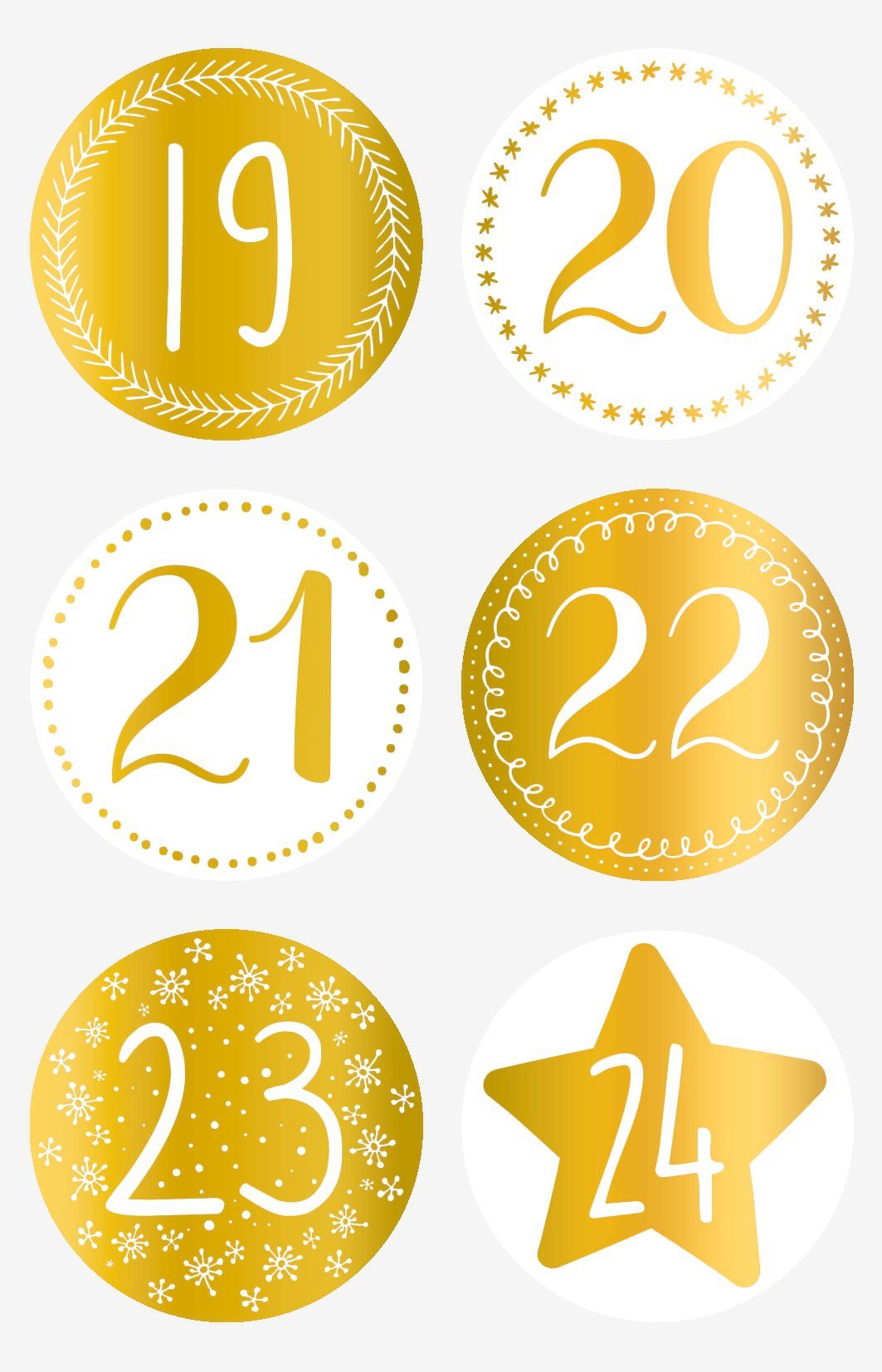 Heyda Deko-Buchstaben Sticker Adventszahlen (24 Stück Gold 24 St)