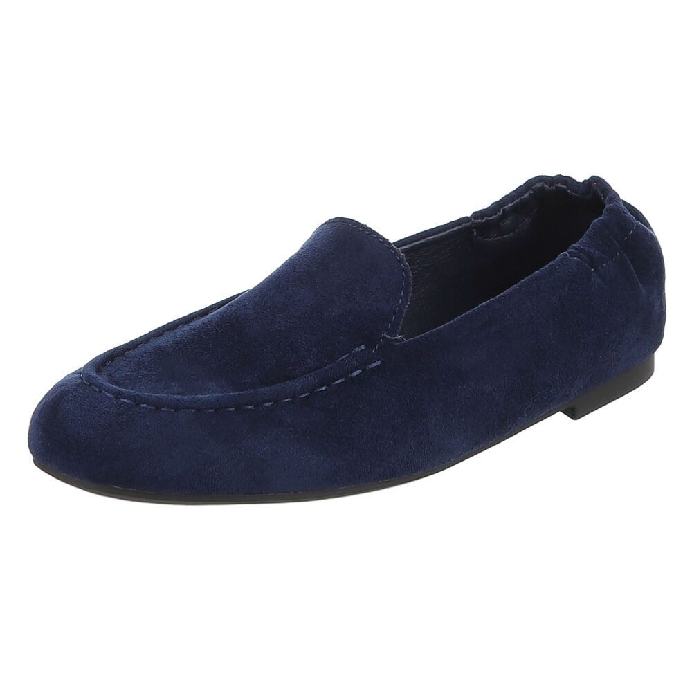 Ital-Design Damen Loafer Slip-on klassisch bequem für Alltag Slipper (92699429) Blockabsatz Mokassins in Dunkelblau