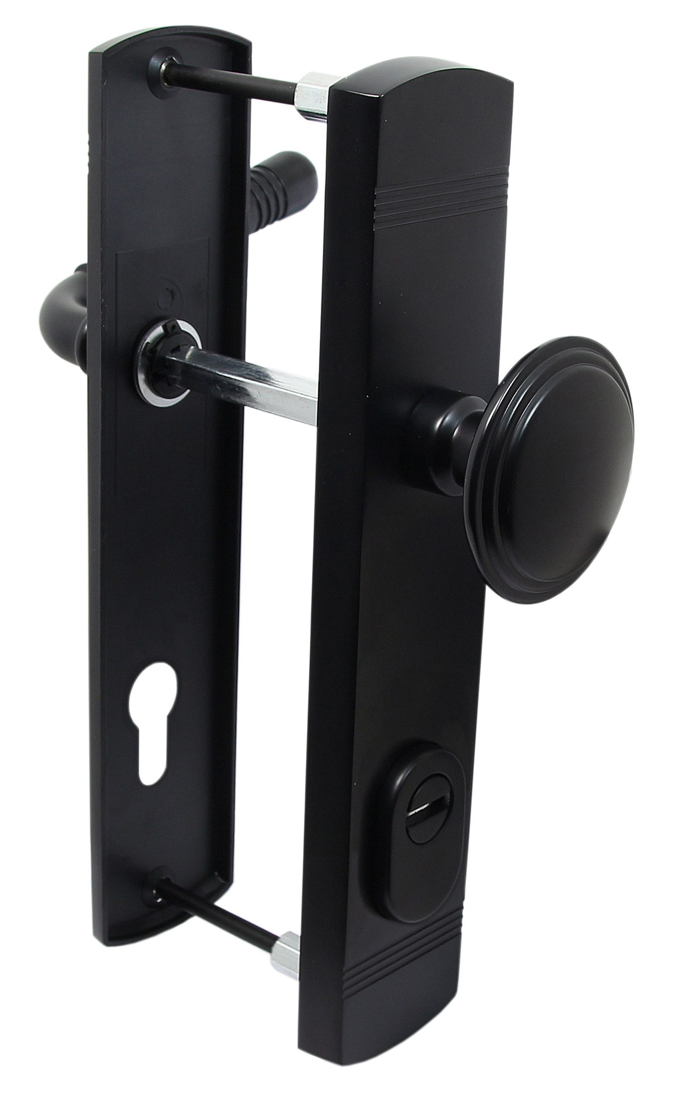 Türbeschlag Haustür Schutzbeschlag 2316 Helena LS Schwarz HS 92 Knauf, Außenschild mit Stahleinlage