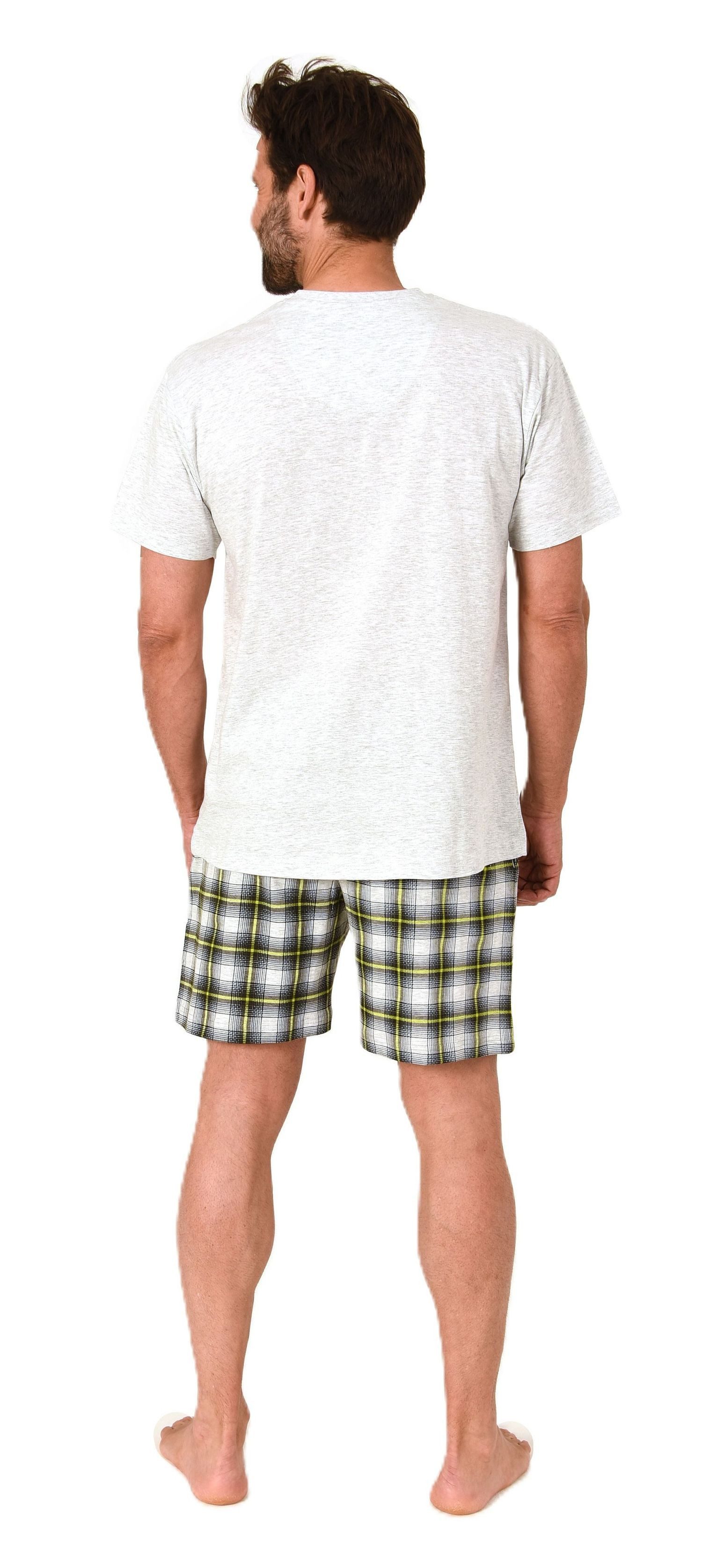 Normann Pyjama Normann Herren kurzarm Schlafanzug Shorty mit karierter Hose
