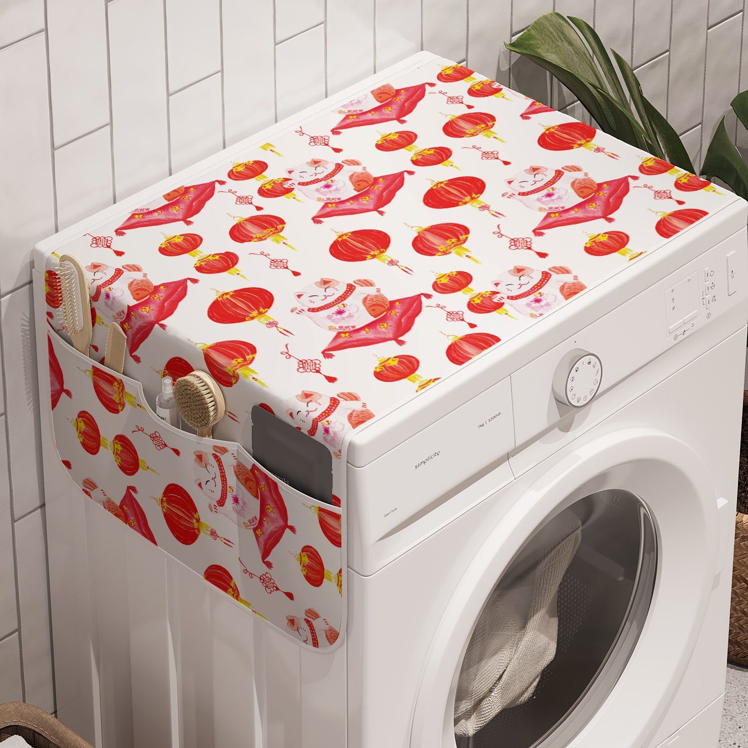 Trockner, für Neko Abakuhaus Waschmaschine Badorganizer Anti-Rutsch-Stoffabdeckung japanische Maneki Katze und Katze