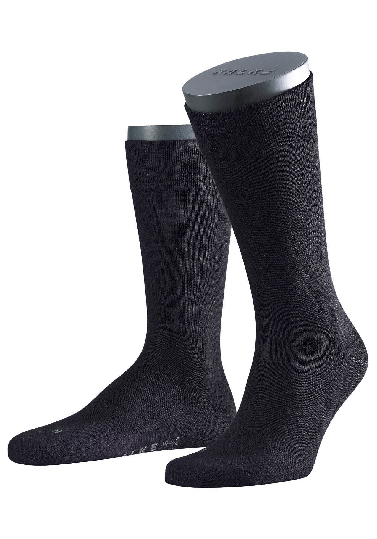 Gummi sensitve (2-Paar) mit Socken FALKE London ohne schwarz Sensitive Bündchen