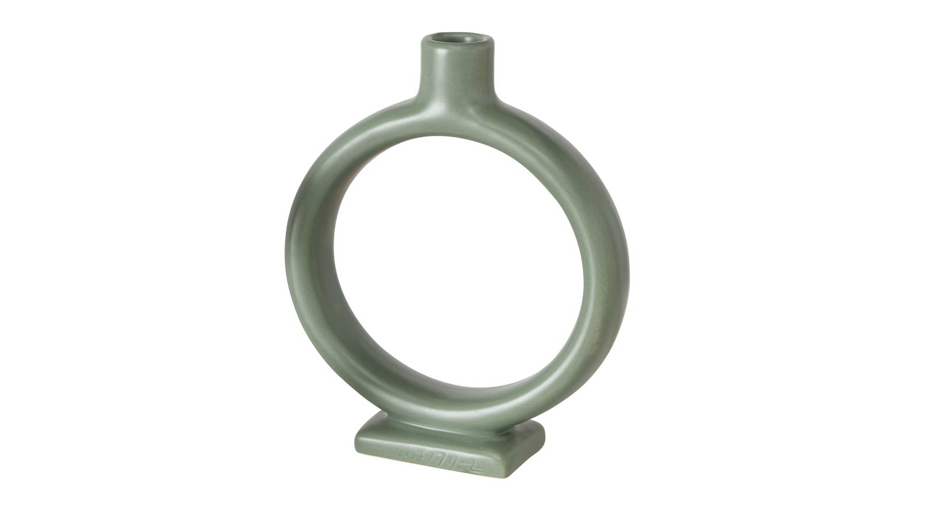 BOLTZE GRUPPE Tischkerzenhalter Boltze Kerzenständer Valongo mattgrünes Steingut Durchmesser 16 cm