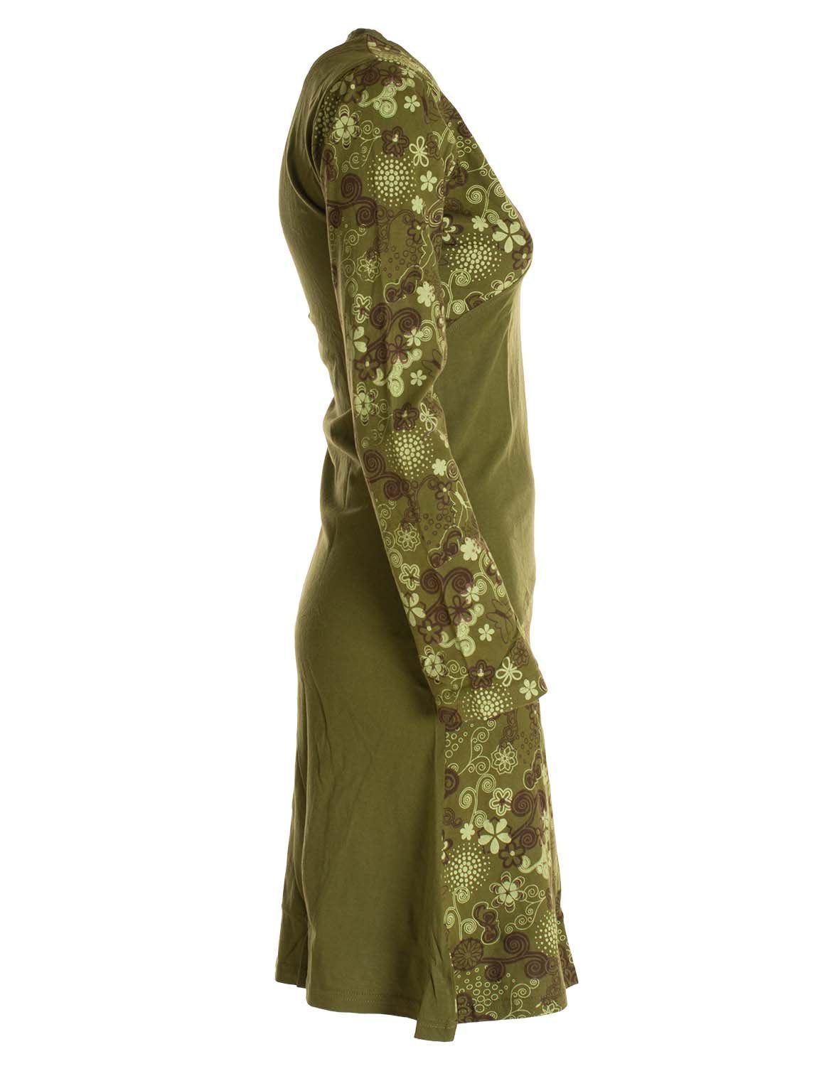 Vishes Jerseykleid Asymmetrisches Langarm Jersey Kleid Damen kurz Hippie, Goa Style