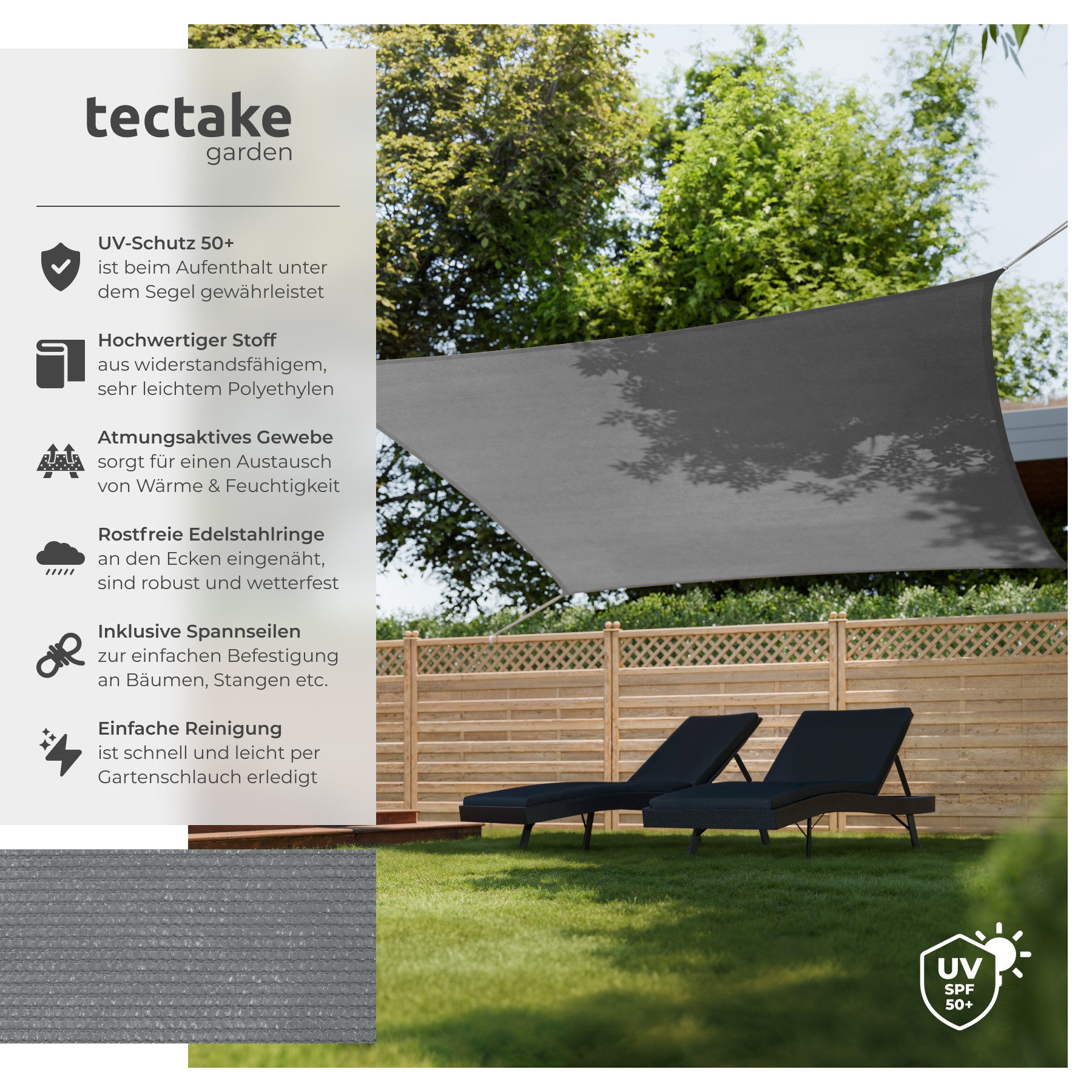 tectake Sonnensegel, (Set, 3 x 3 günstig online kaufen