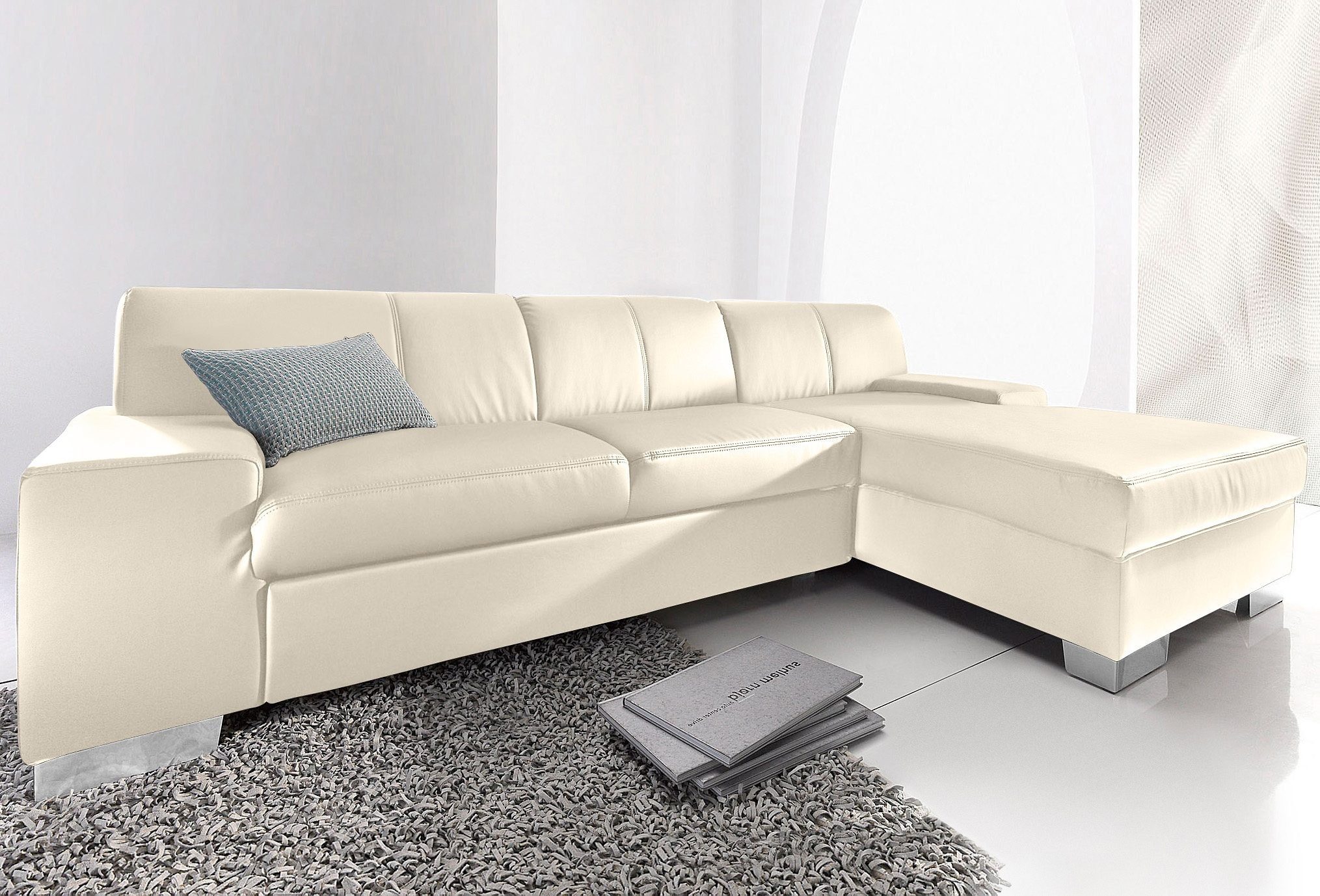 DOMO collection Ecksofa Star, zeitlose Formensprache, elegante Optik, Breite 248cm, L-Form, wahlweise mit Bettfunktion