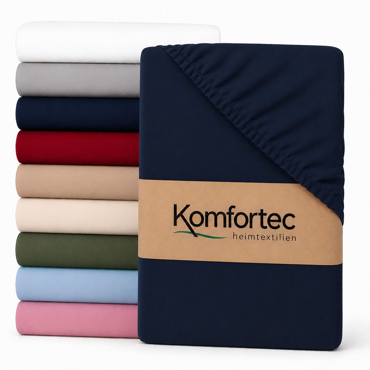 Komfortec Spannbettlaken Boxspringbett bis 15cm - 30cm Matratzenhöhe, Mikrofaser, Gummizug: Rundum, (1 Stück), 140x200 cm, Navy Blau