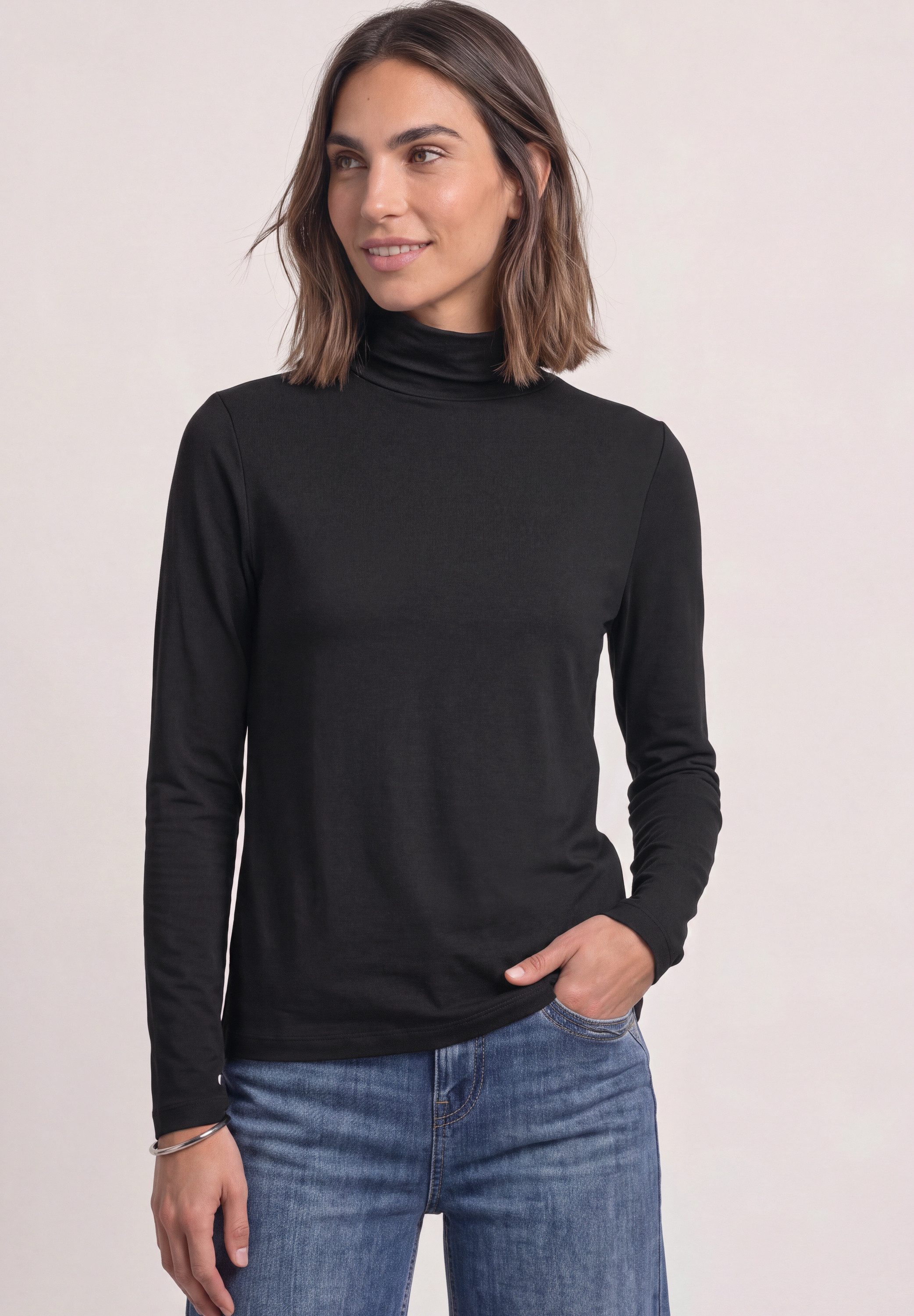 STREET ONE Langarmshirt in Unifarbe